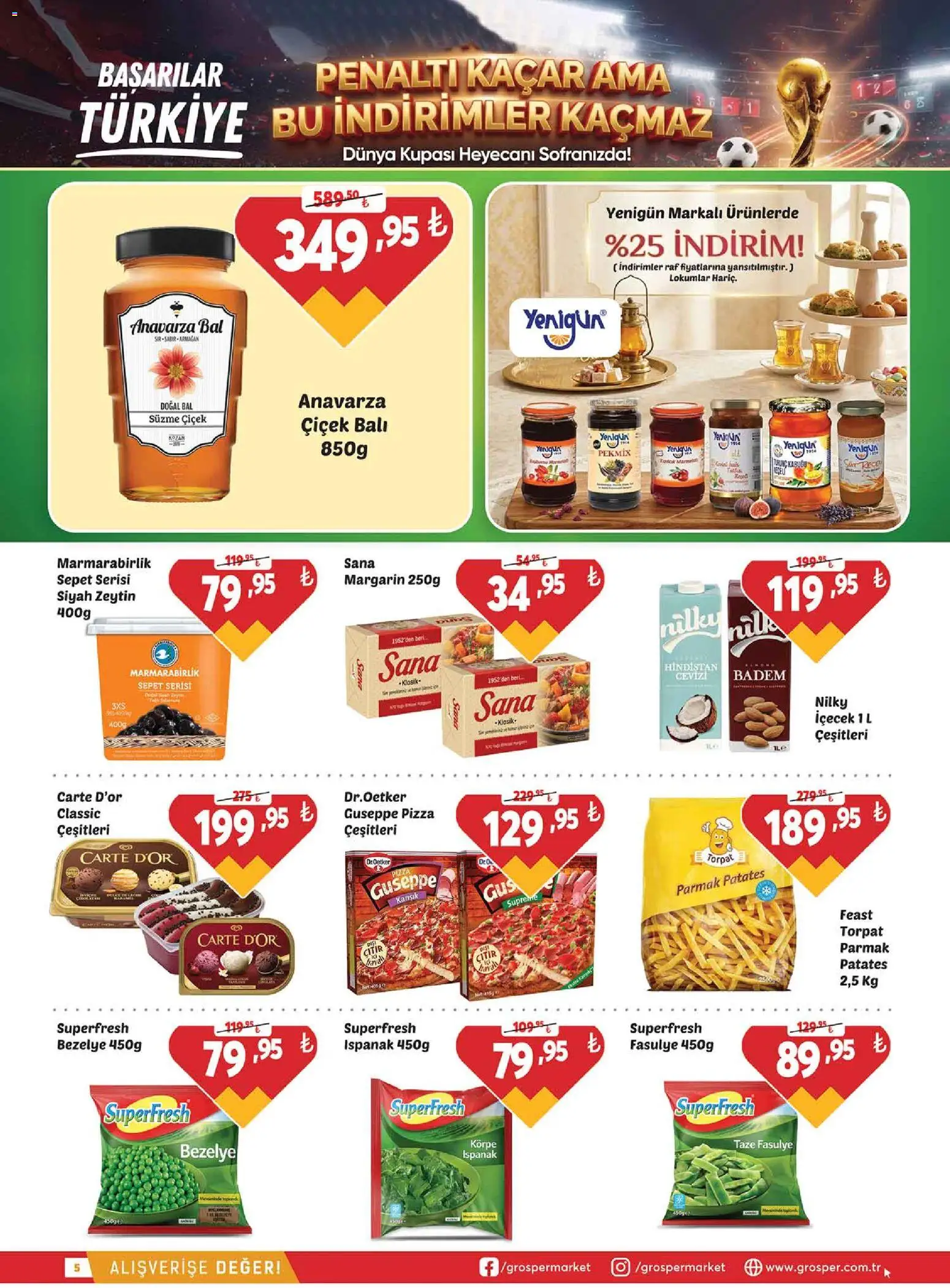 Grosper Katalog - 17.06.2026 tarihinden itibaren geçerlidir | Sayfa: 5 | Ürünler: Taze Fasulye, Pizza, Badem, Bezelye