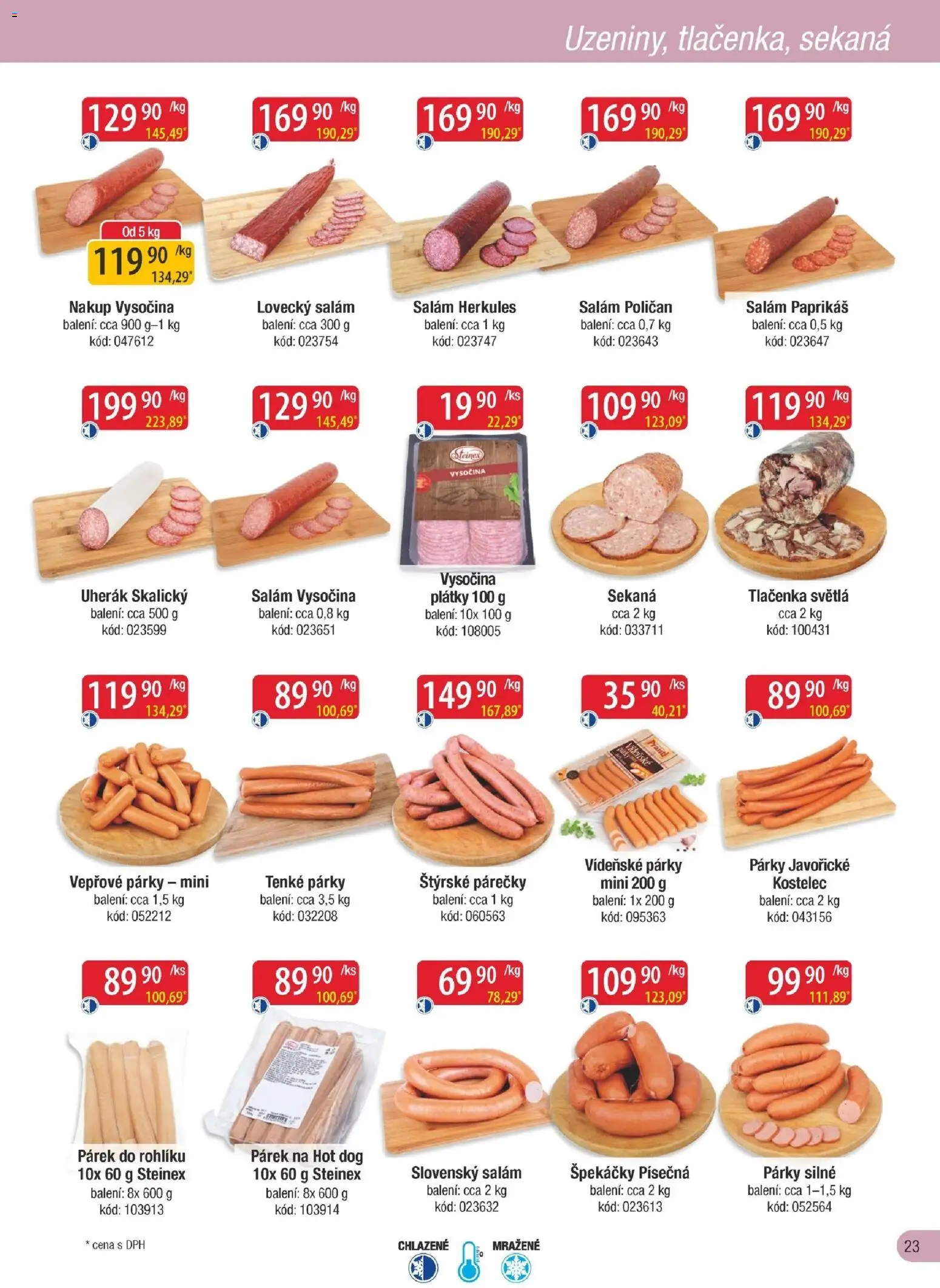 Astur & Qanto leták - Velkoobchod fresh 08/2026 od 01.08.2026 | Strana: 23 | Produkty: Párky, Špekáčky, Hot dog, Sekaná