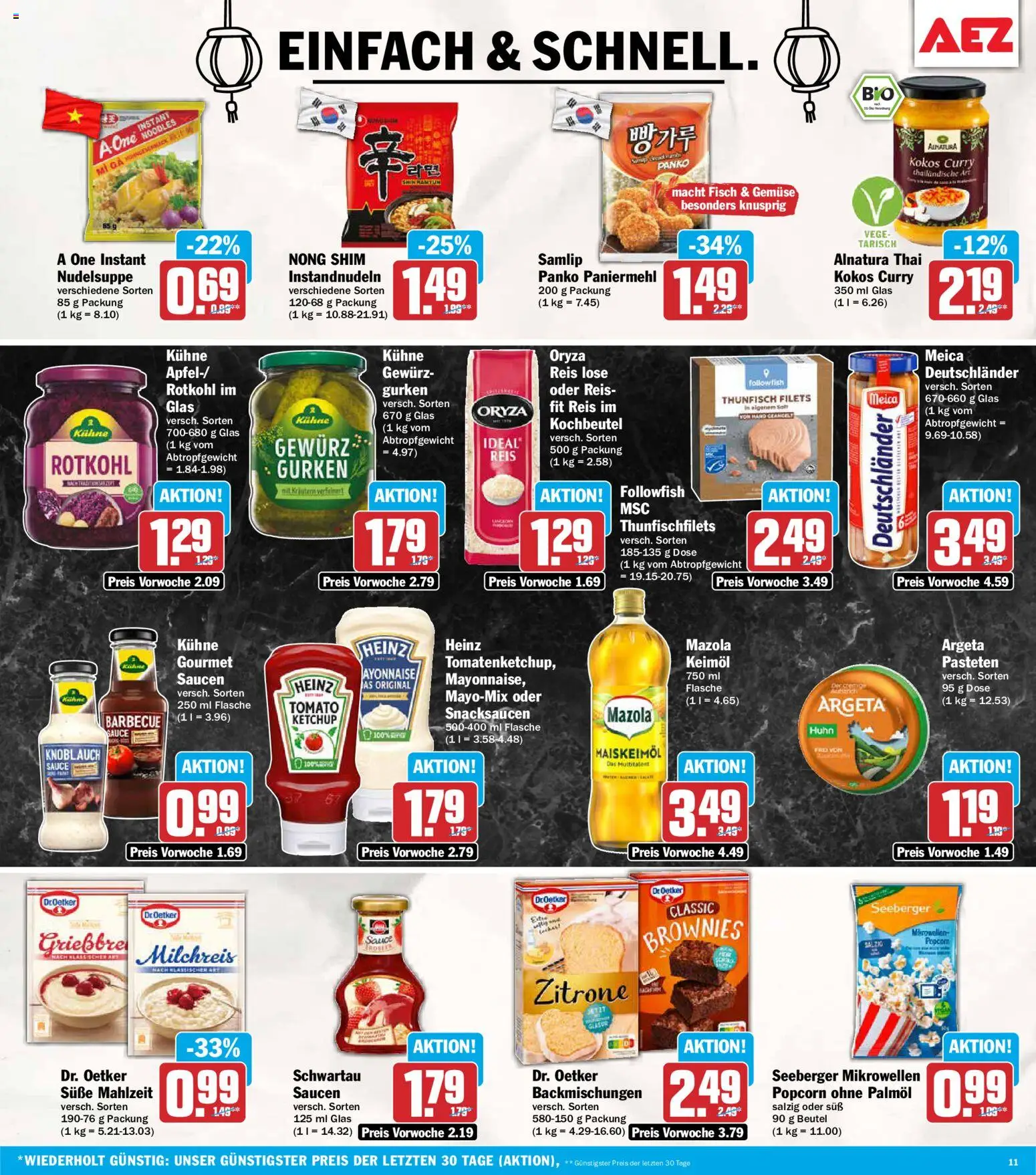 AEZ Prospekt – gültig ab 02.11.2026 | Seite: 11 | Produkte: Thunfisch, Meica, Fisch, Ketchup