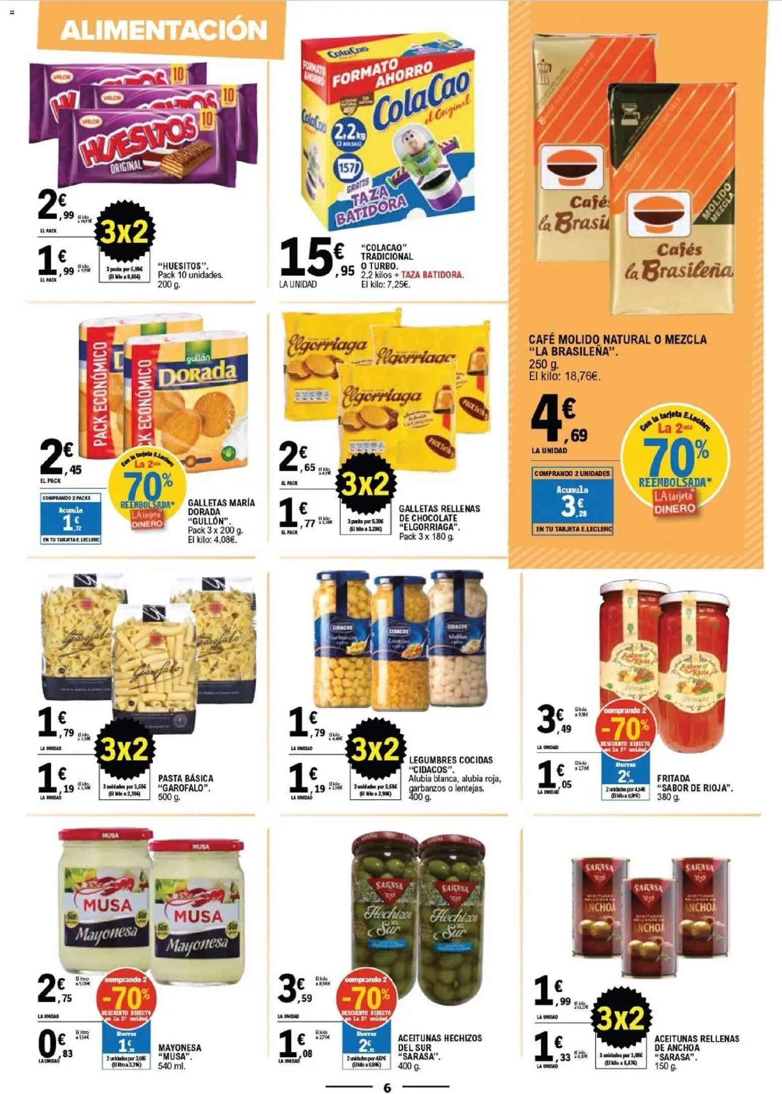 E.Leclerc Vitoria │ válido desde el 08/07/2026 | Página: 6 | Productos: Chocolate, Pasta, Batidora, Anchoa