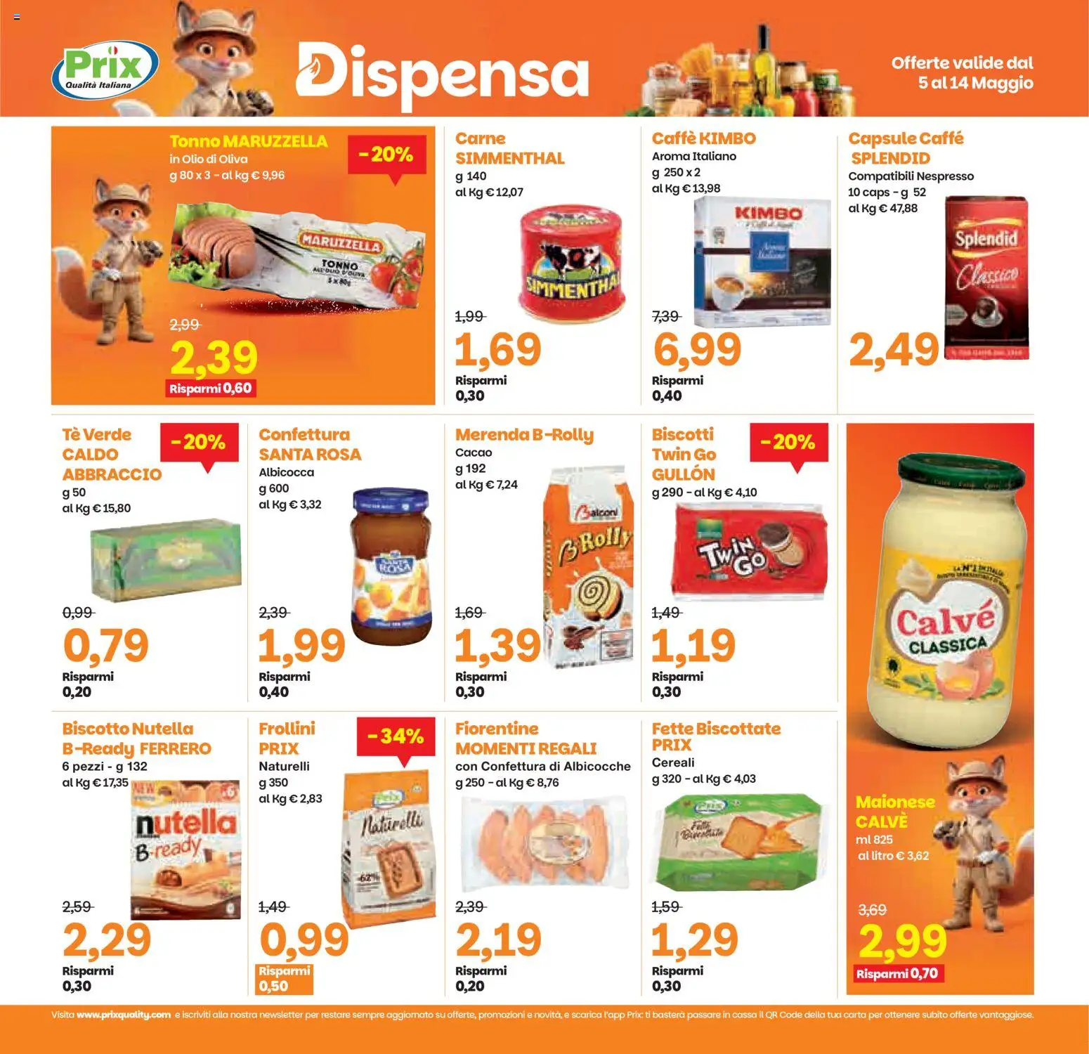 Volantino Prix del 05.05.2026 | Pagina: 16 | Prodotti: Nutella, Cacao, Fette biscottate, Frollini