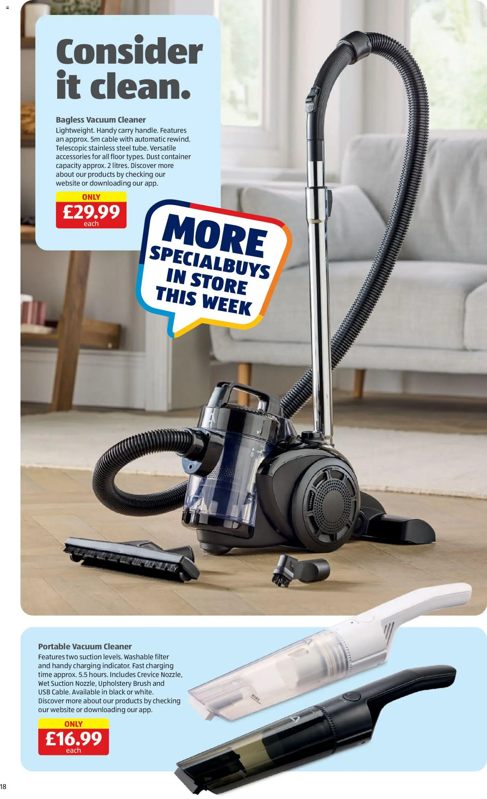 {H1} | Page: 18 | Products: Brush, Container, USB, Bagless vacuum cleaner