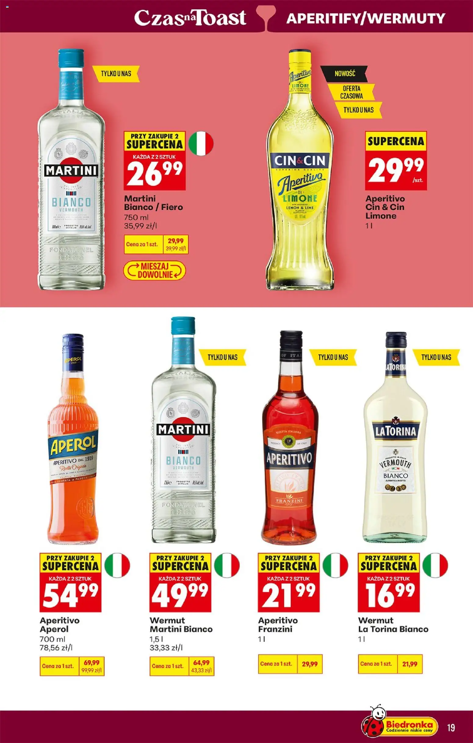 Biedronka Polsko leták - Czas na toast od 27.07.2026 | Strana: 19 | Produkty: Martini, Vermouth, Aperitivo, Aperol