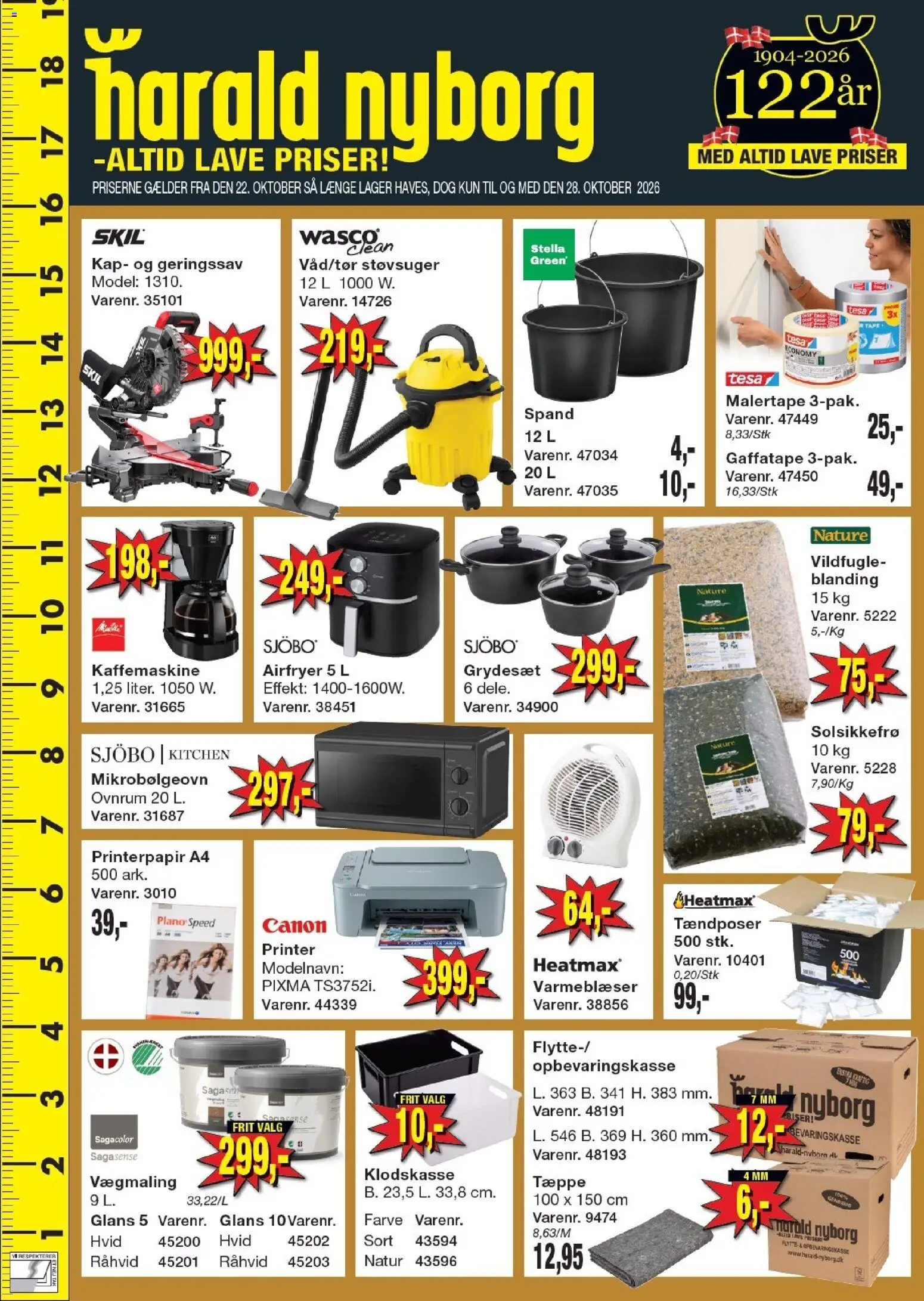 Harald Nyborg tilbudsavis – gyldig fra 22/10/2026 | Side: 1 | Produkter: Tæppe, Printer, Mikrobølgeovn, Kaffemaskine