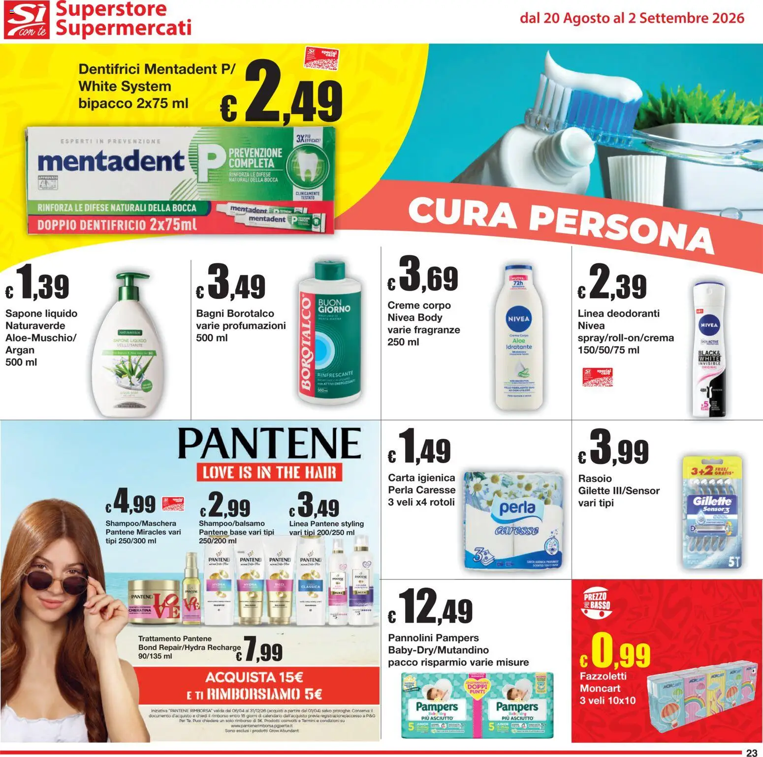 Volantino Sì con Te del 20/08/2026 | Pagina: 23 | Prodotti: Pannolini, Tè, The, Pampers