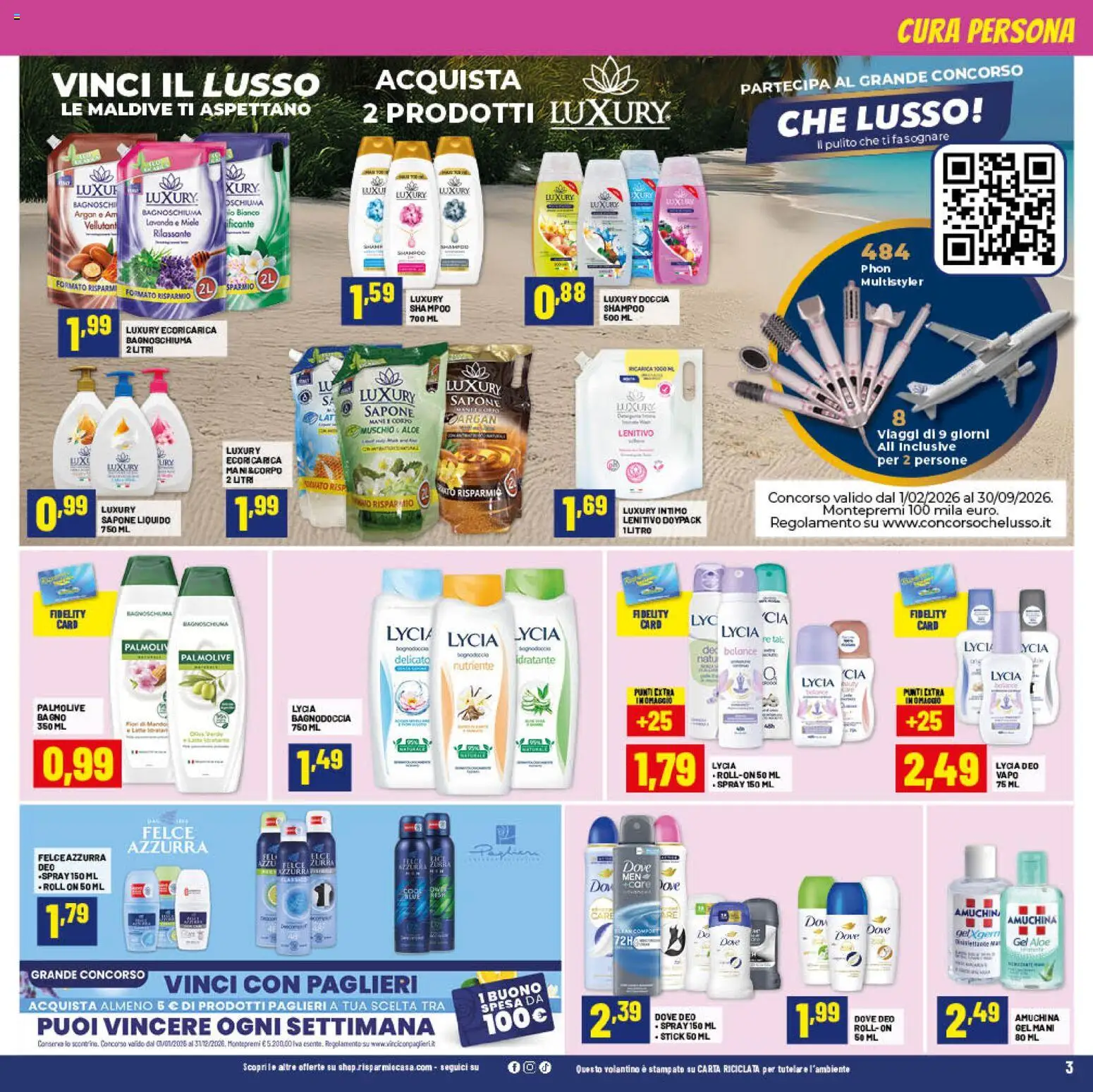 Volantino RisparmioCasa del 27/06/2026 | Pagina: 3 | Prodotti: Bagnoschiuma, Intimo, Miele, Bagno