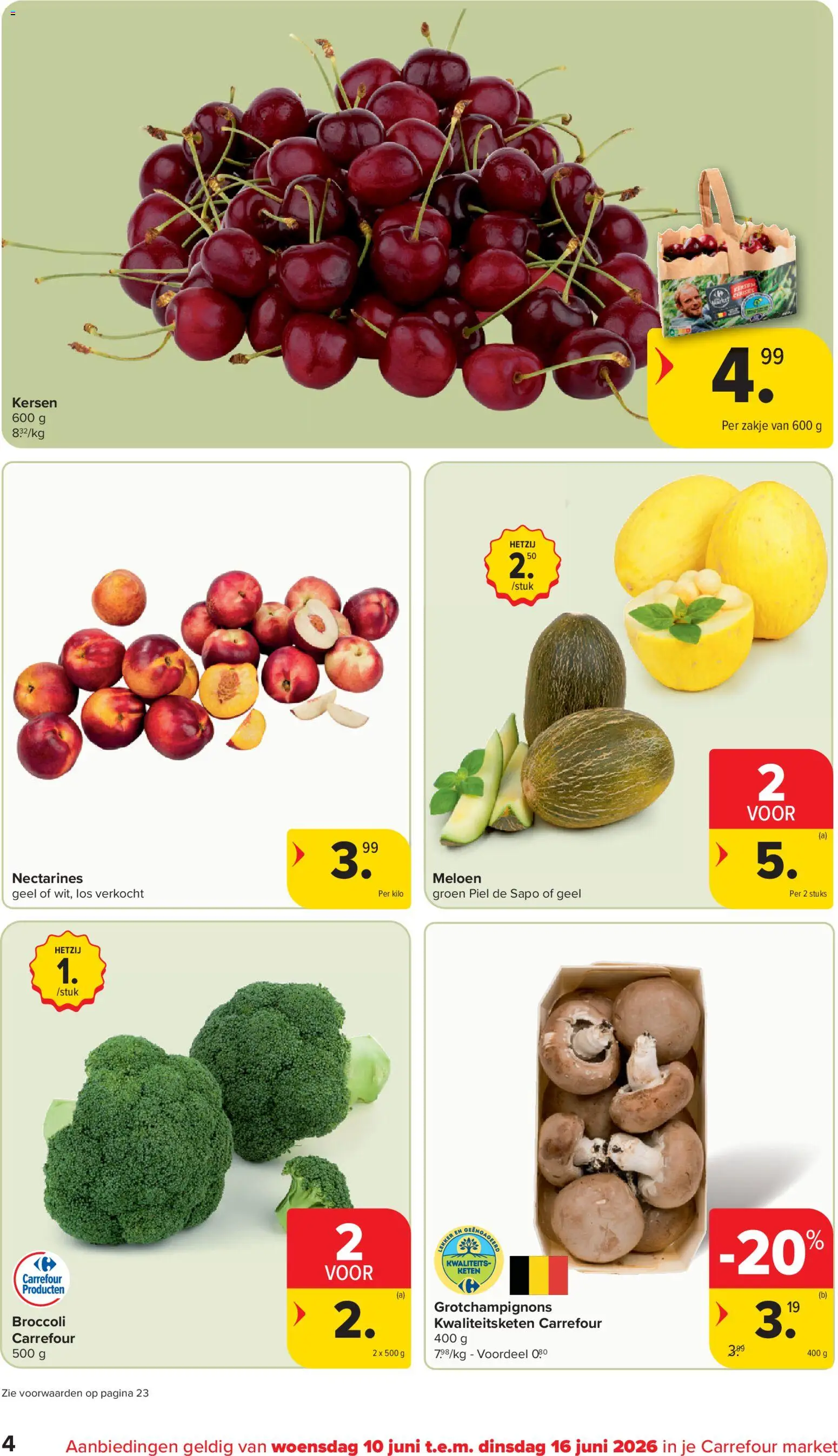 {H1} | Pagina: 4 | Producten: Meloen, Nectarines, Kersen, Broccoli