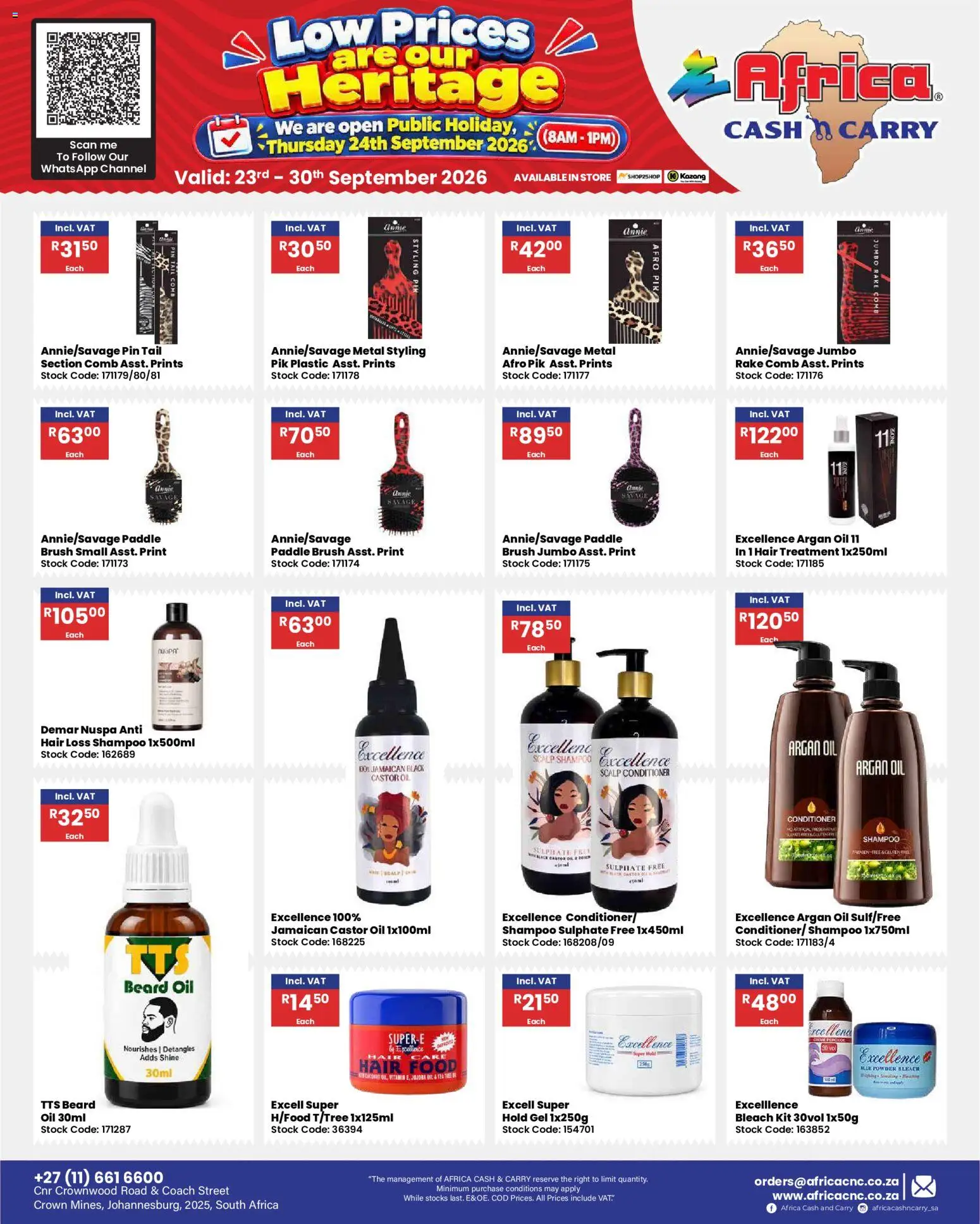 New Africa Cash & Carry catalogue – valid from 23/09/2026 | Page: 70 | Products: Oil, Powder, Conditioner, Stock