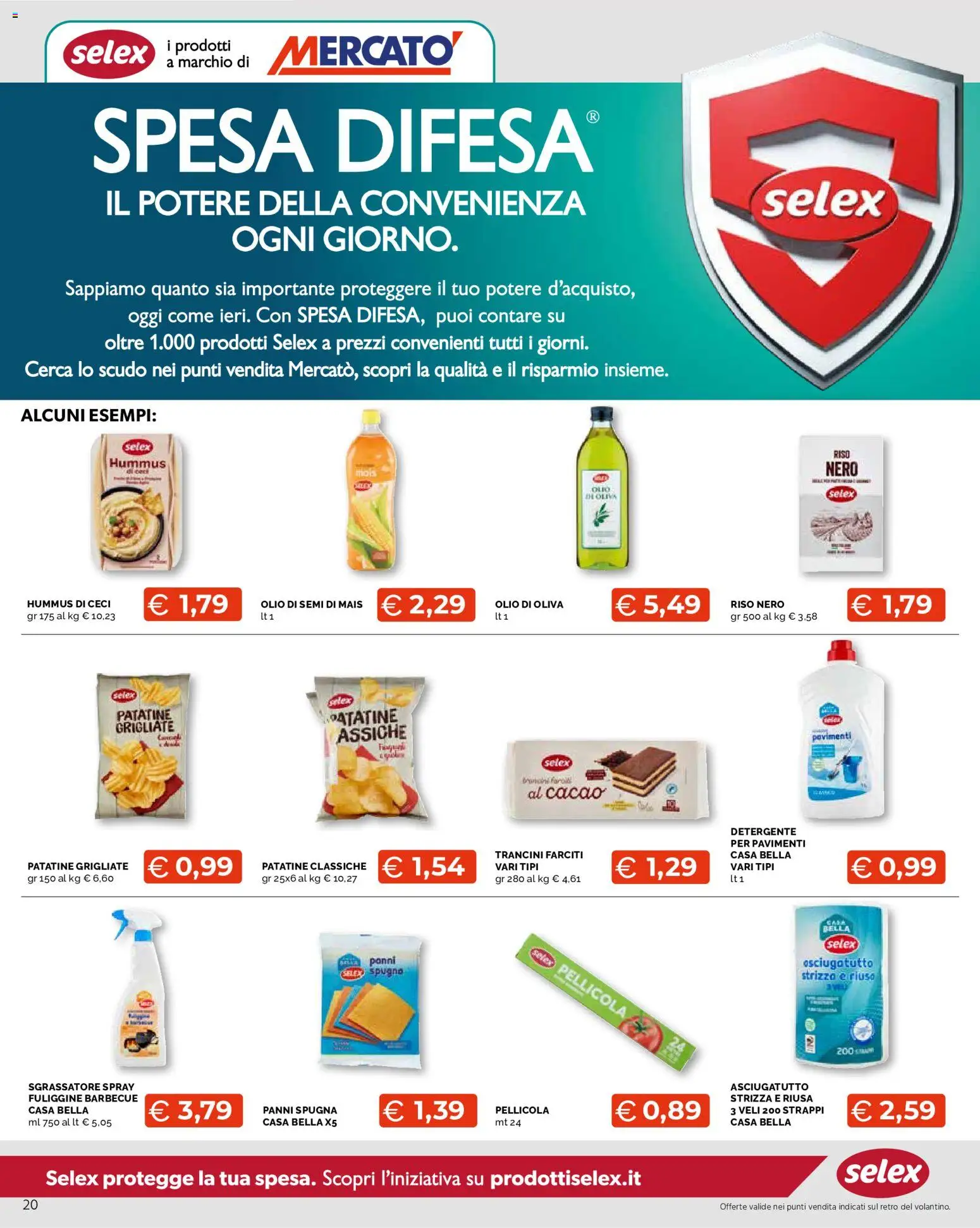 Volantino Mercatò del 24/08/2026 | Pagina: 20 | Prodotti: Spugna, Detergente, Sgrassatore, Olio