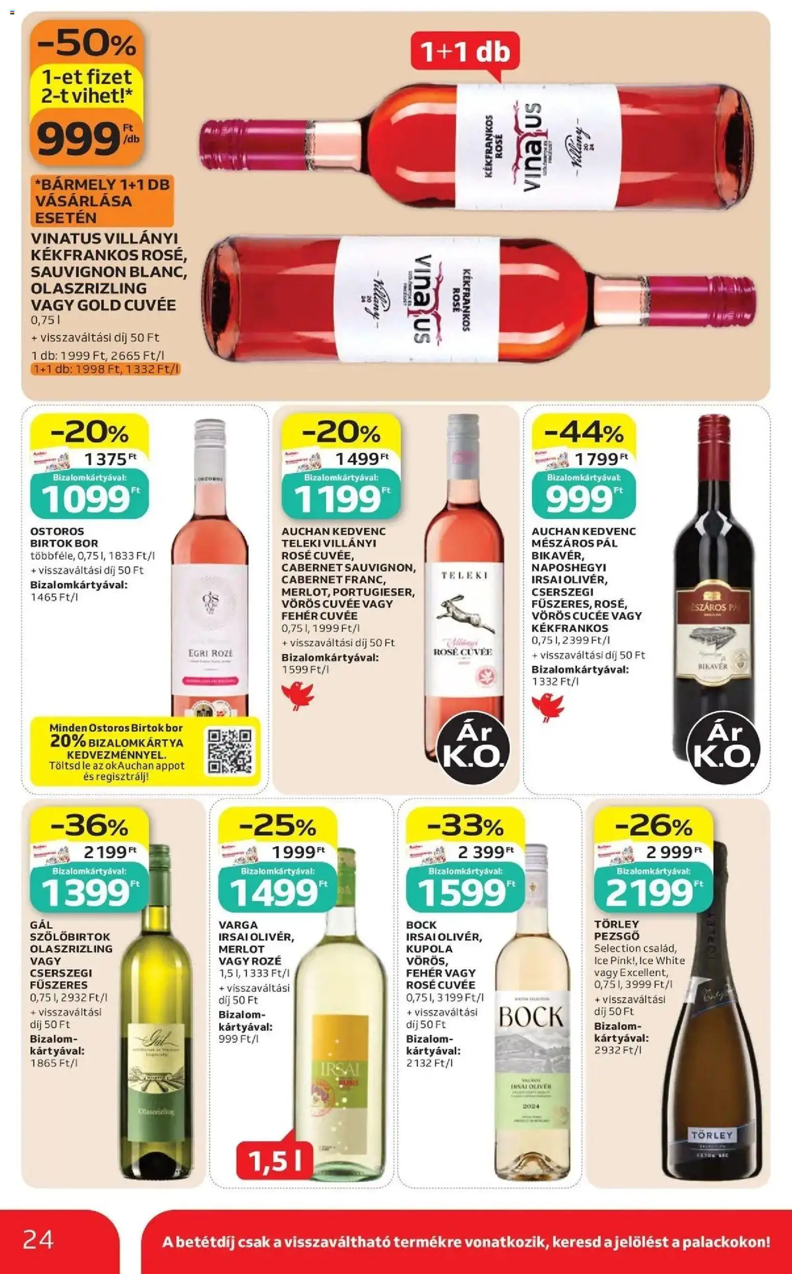 Auchan akciós ujság - amely érvényes a következő dátumtól: 2026.07.30. | Oldal: 24 | Termékek: Cabernet, Törley, Törley pezsgő, Pezsgő