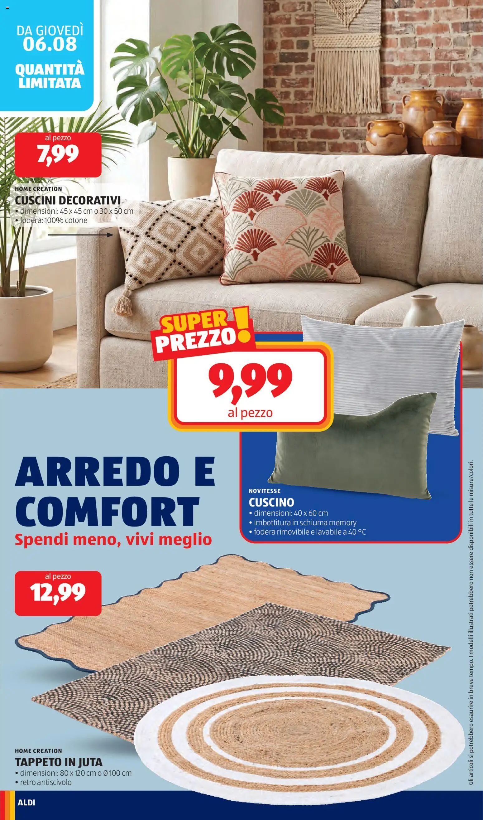 Volantino Aldi del 03/08/2026 | Pagina: 24 | Prodotti: Schiuma, Cuscino, Tappeto