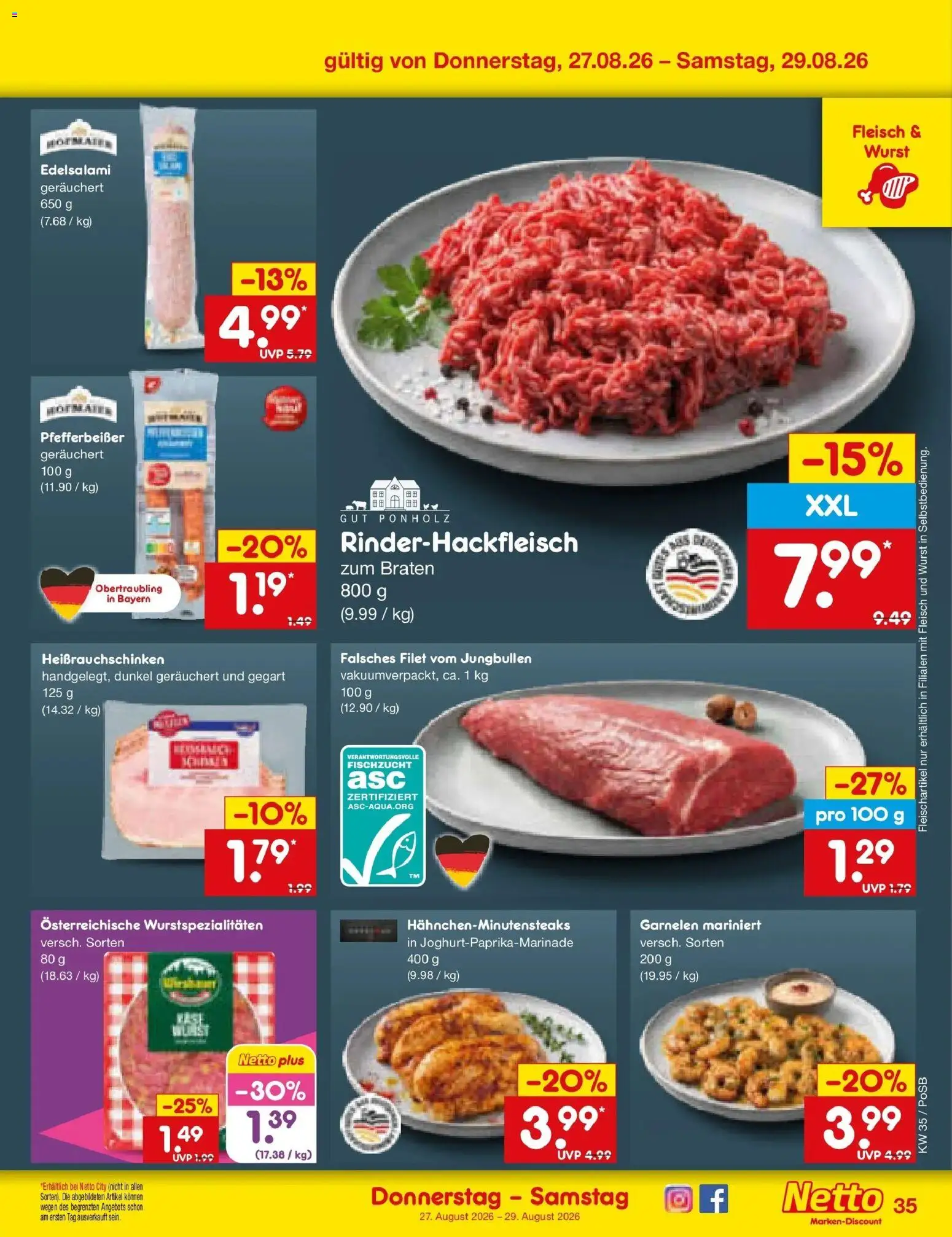 Netto Marken-Discount Prospekt Amberg (ab 24.08.2026) » Angebote | Seite: 49 | Produkte: Garnelen, Wurst, Fleisch