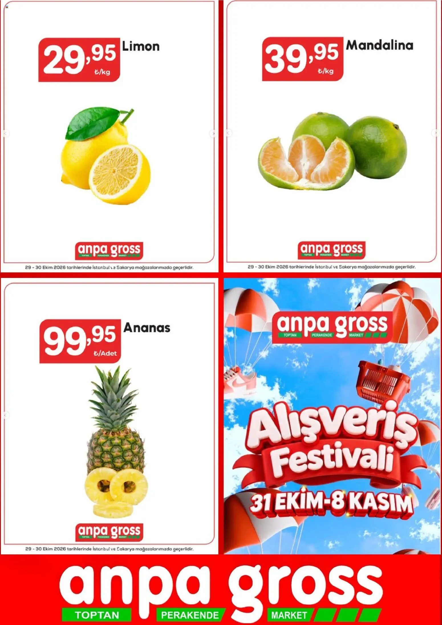 Anpa Gross - Meyve ve sebzeler - 29 Ekim 2026 tarihinden itibaren geçerlidir | Sayfa: 3 | Ürünler: Ananas, Mandalina, Limon
