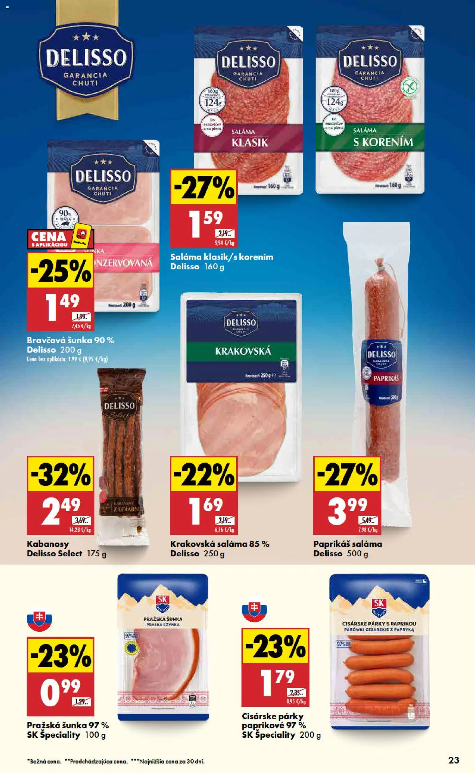 Nové Biedronka akcie – leták je platný od 09.07.2026 | Strana: 23 | Produkty: Saláma, Šunka, Párky