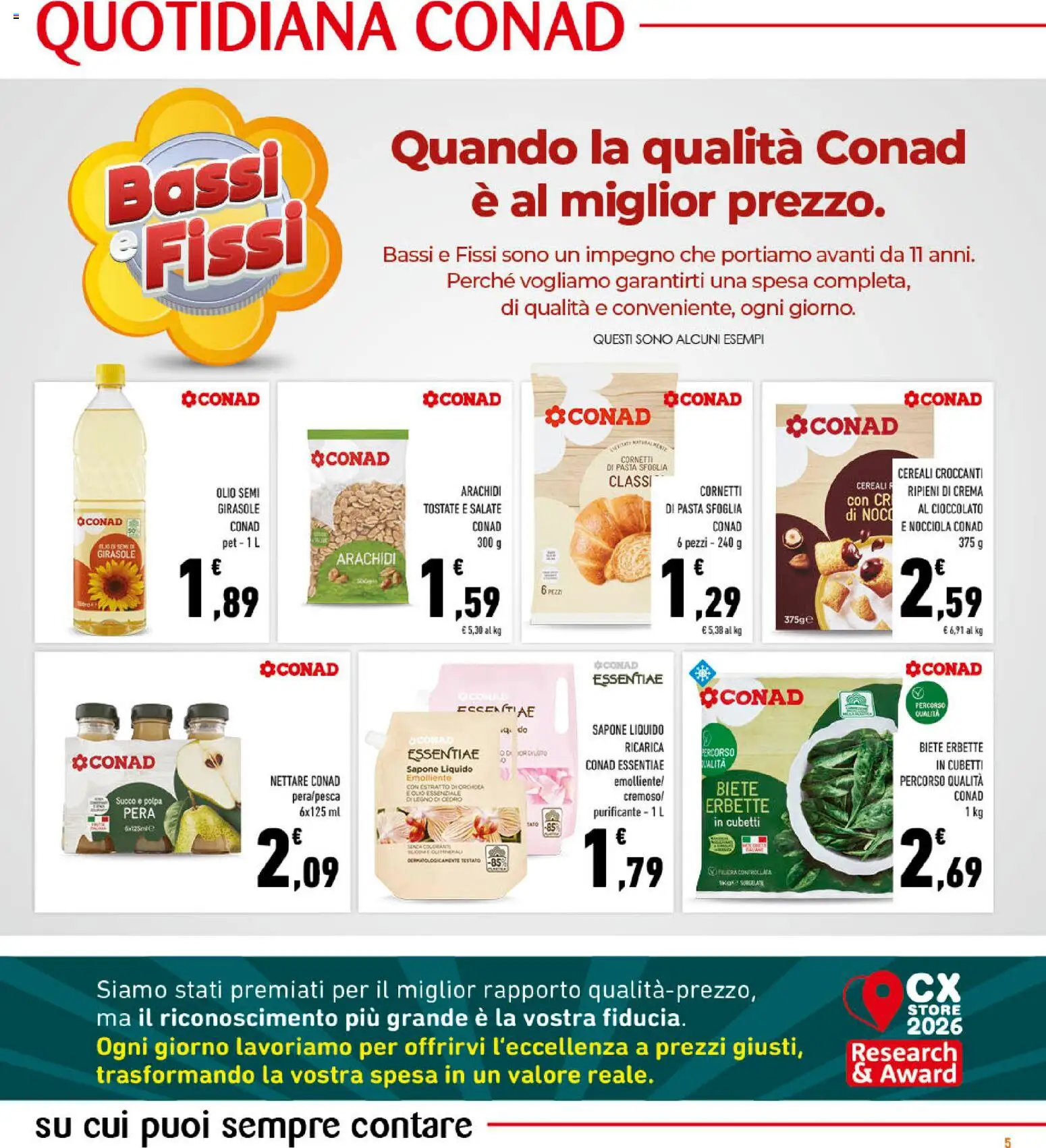 Volantino Conad del 28/10/2026 | Pagina: 5 | Prodotti: Sapone, Pasta sfoglia, Crema al cioccolato, Semi di girasole