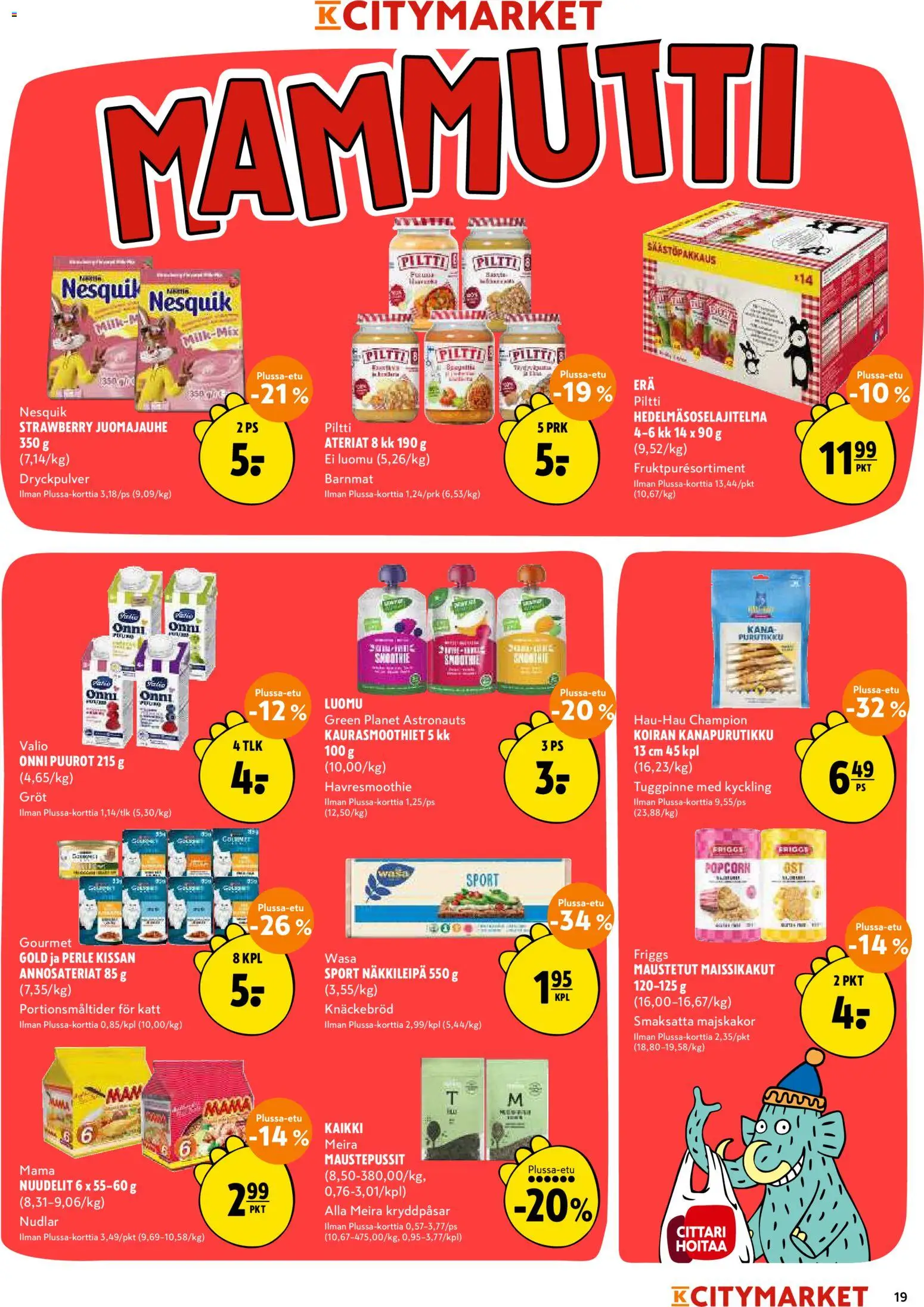 K-Citymarket tarjoukset – voimassa 13.05.2026 alkaen | Sivu: 19 | Tuotteet: Kana, Näkkileipä, Nuudelit