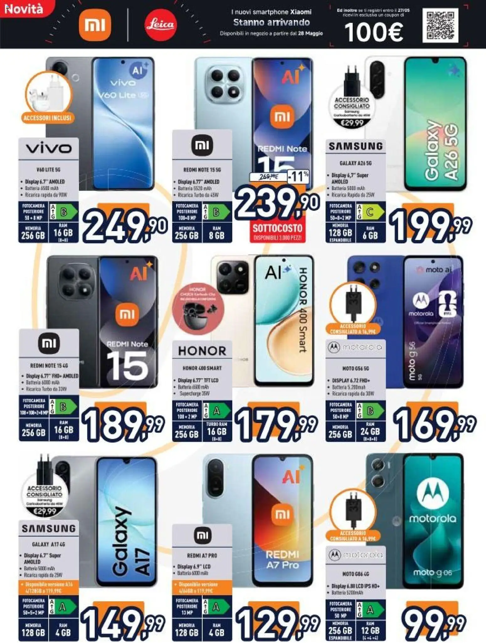 Volantino Unieuro del 22.05.2026 | Pagina: 9 | Prodotti: Samsung Galaxy, Smartphone, Fotocamera, Batterie