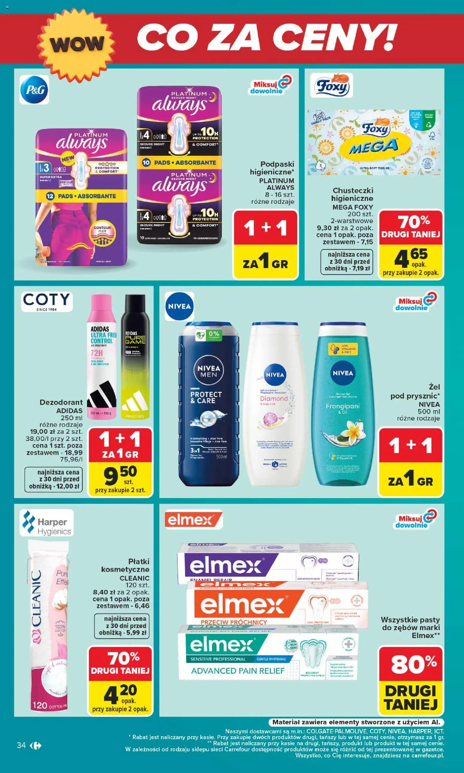 Carrefour gazetka - Warszawa od 24.08.2026 | Strona: 34 | Produkty: Chusteczki, Podpaski, Body, Dezodorant