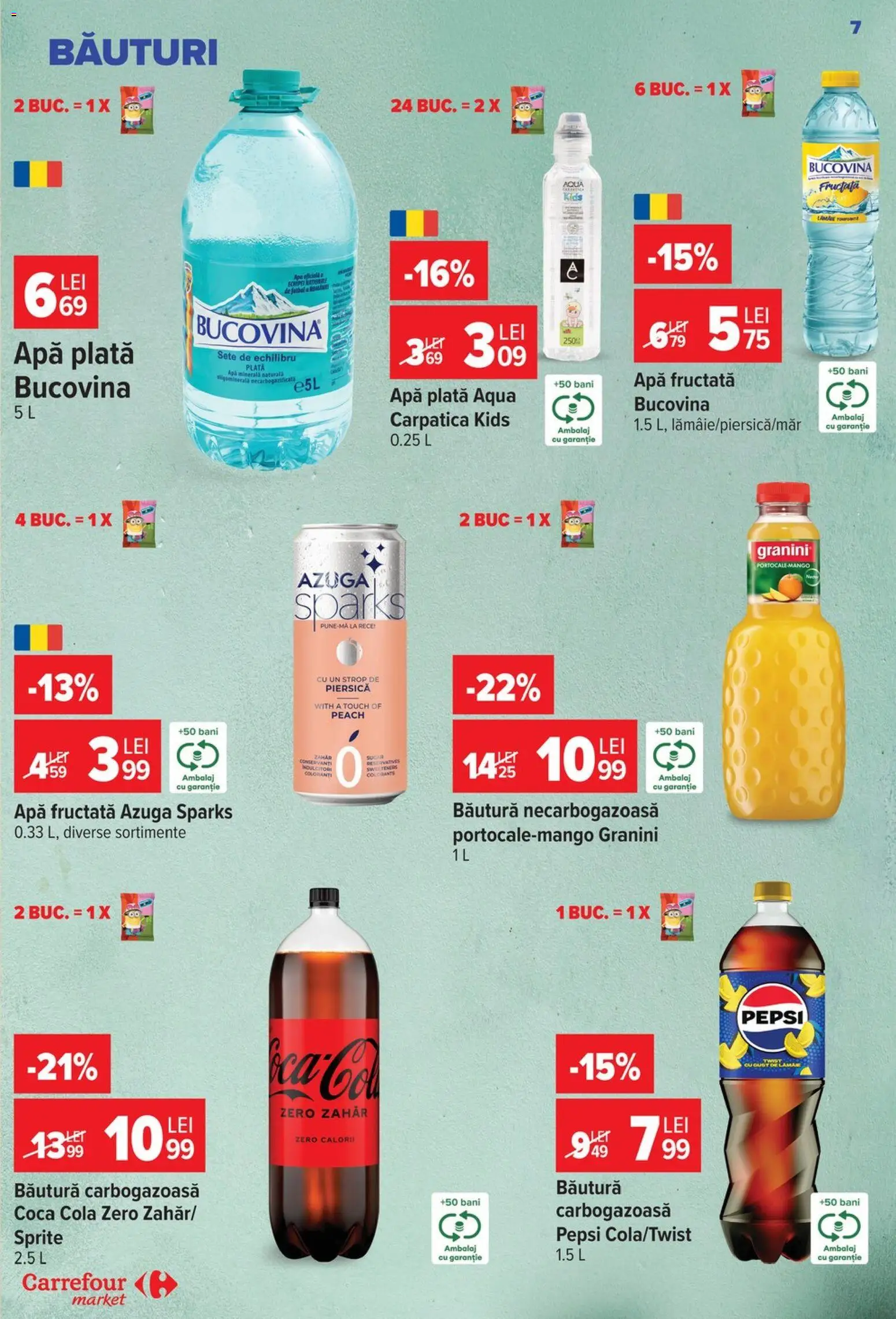 Noul catalog Carrefour – valabil de la 26.08.2026 | Pagină: 7 | Produse: Pepsi, Cola, Coca cola, Apă