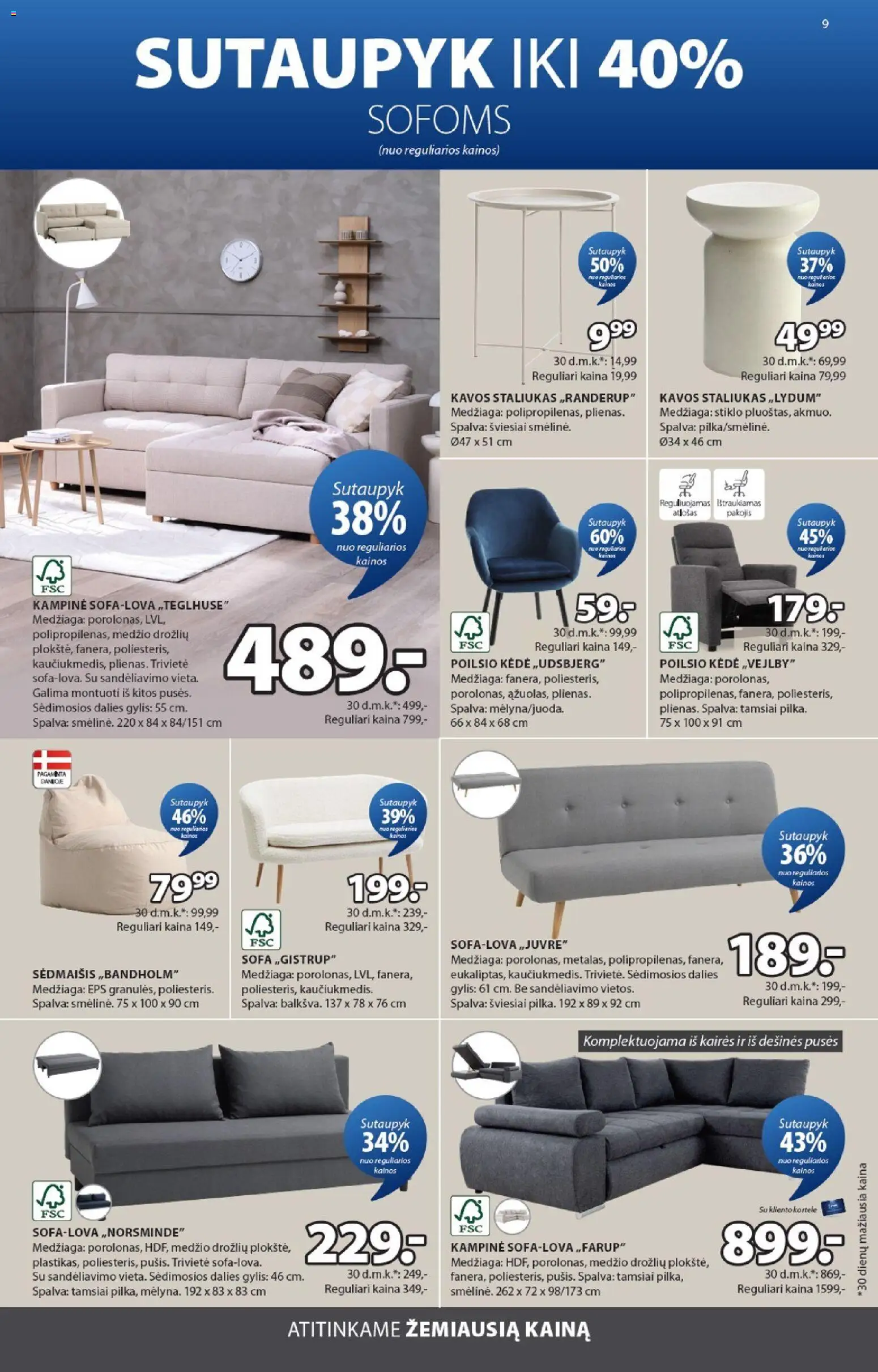 JYSK akcijos nuo 2026.08.11 | Puslapis: 9 | Prekių: Sėdmaišis, Sofa, Kėdė