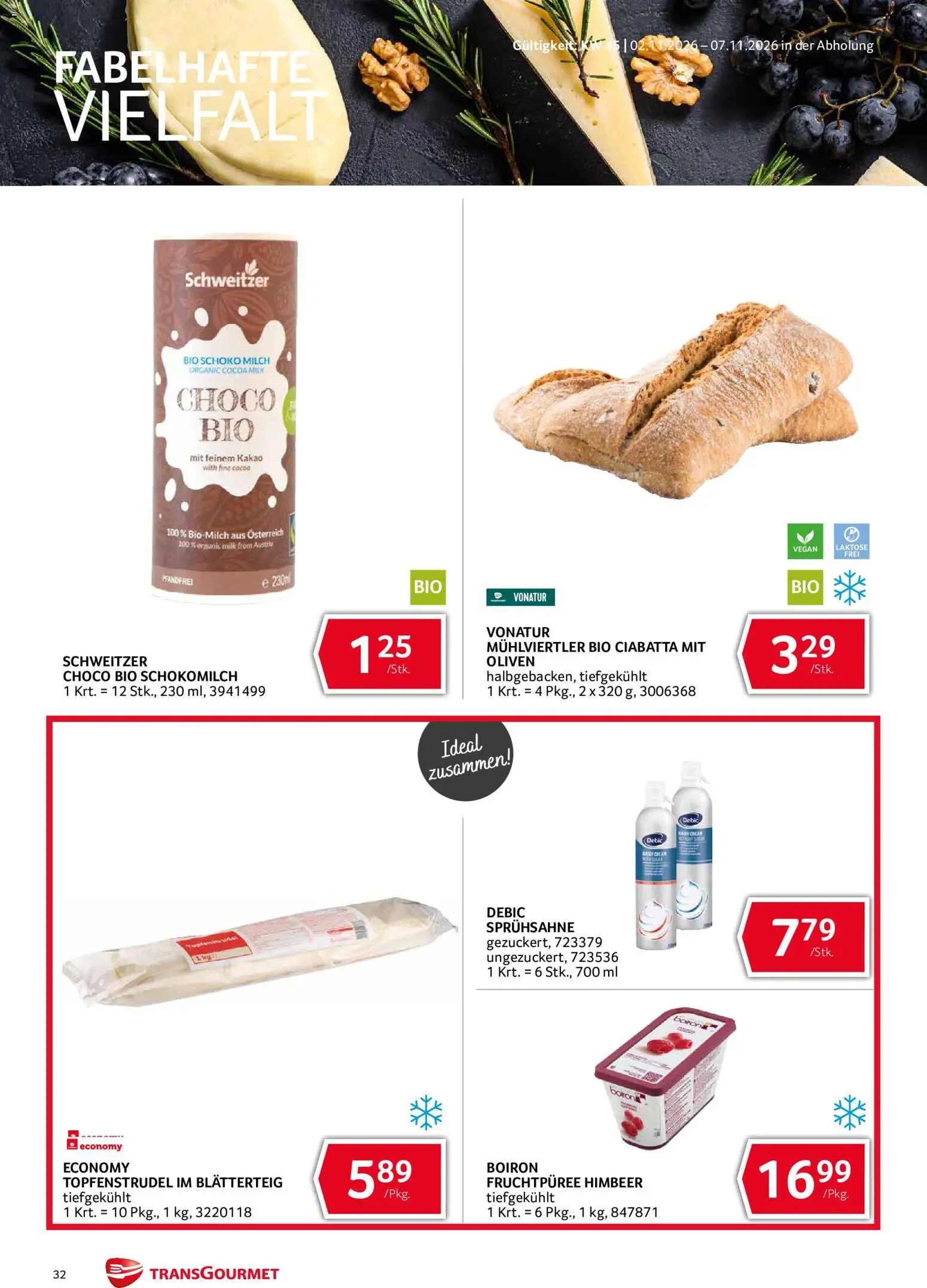 Transgourmet Abhol Aktion gültig ab 02.11.2026 | Seite: 32 | Produkte: Oliven, Milch