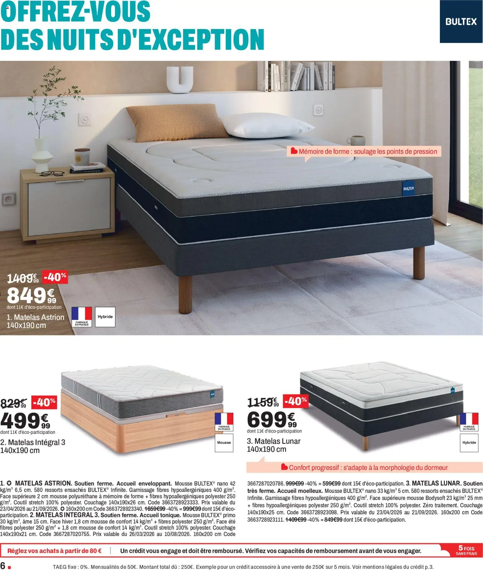 {H1} | Page: 6 | Produits: Mousse, Matelas