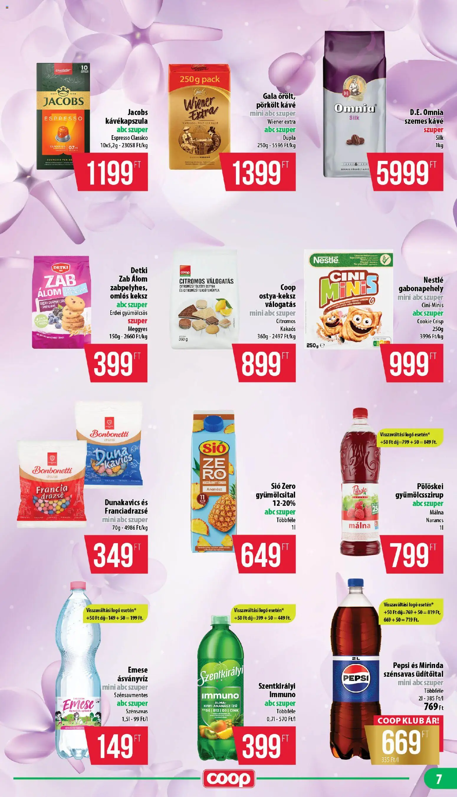 COOP akciós ujság - amely érvényes a következő dátumtól: 18.06.2026 | Oldal: 7 | Termékek: Gabonapehely, Pepsi, Kavics, Szemes kávé