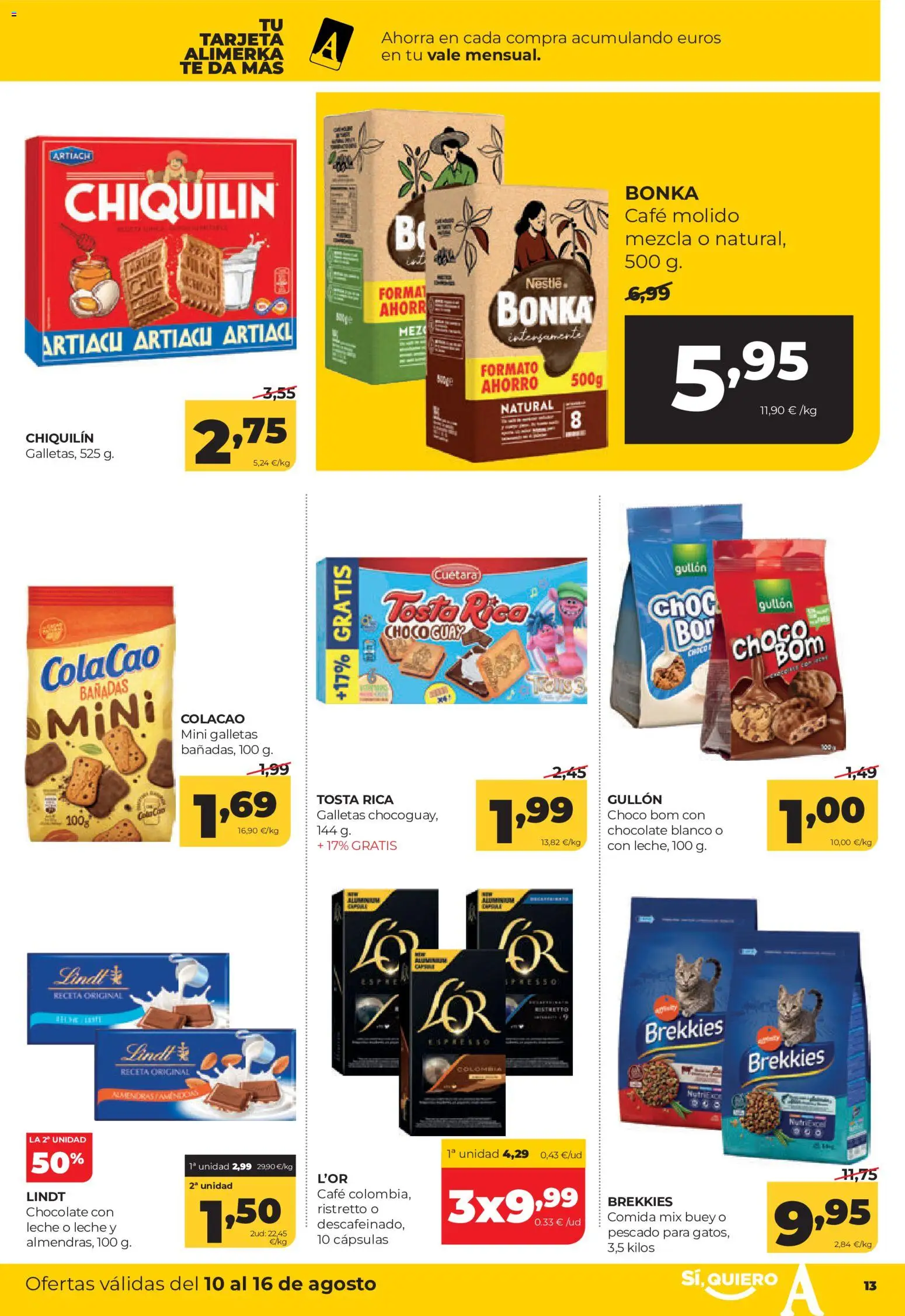 Alimerka folleto │ válido desde el 10/08/2026 | Página: 13 | Productos: Chocolate, Café molido, Té, Galletas