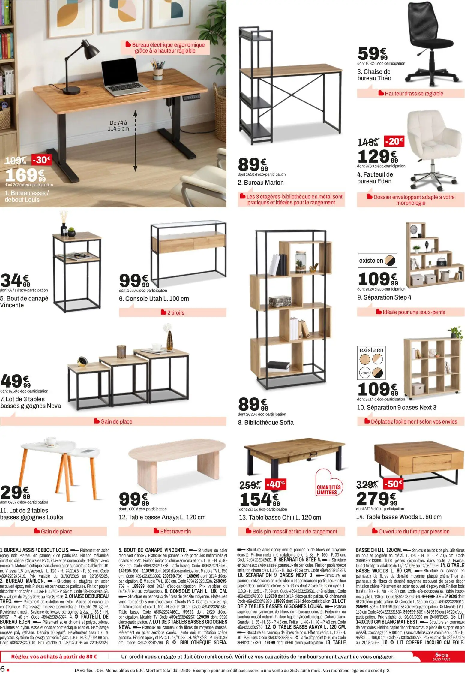 {H1} | Page: 6 | Produits: Clavier, Câble, Plateau, Matelas