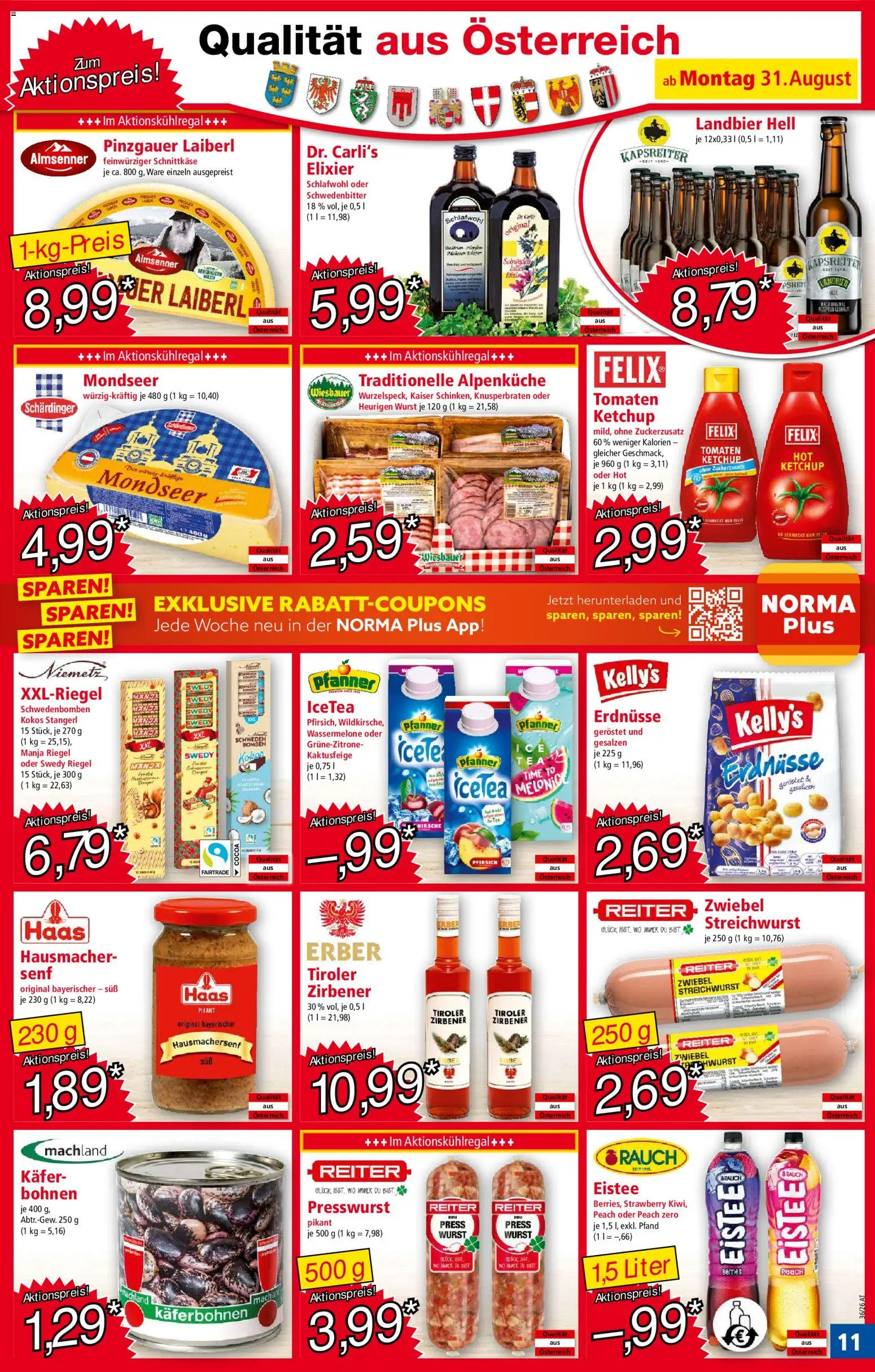 Norma Flugblatt gültig ab 31.08.2026 | Seite: 11 | Produkte: Ketchup, Pfirsich, Wassermelone, Tomaten
