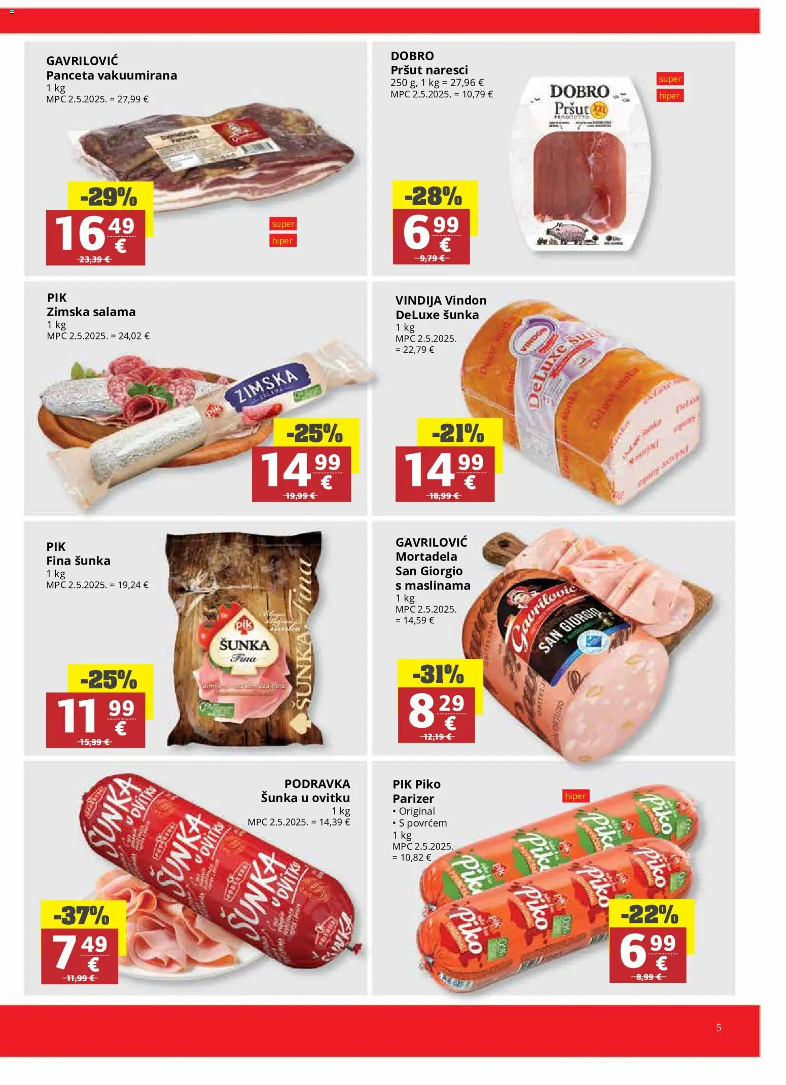 Ribola katalog | vrijedi od 21.10.2026 | Stranica: 5 | Proizvodi: Vindija, Salama, Pršut, Parizer