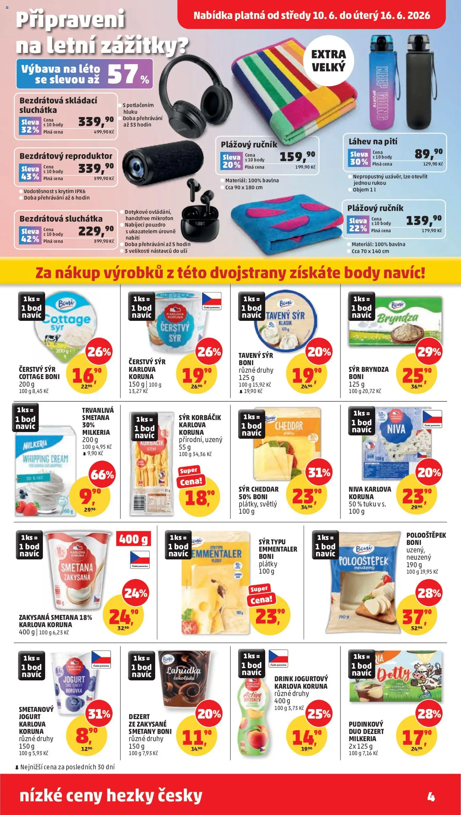 Penny Market leták od 10.06.2026 | Strana: 4 | Produkty: Tavený sýr, Sluchátka, Niva, Čerstvý sýr