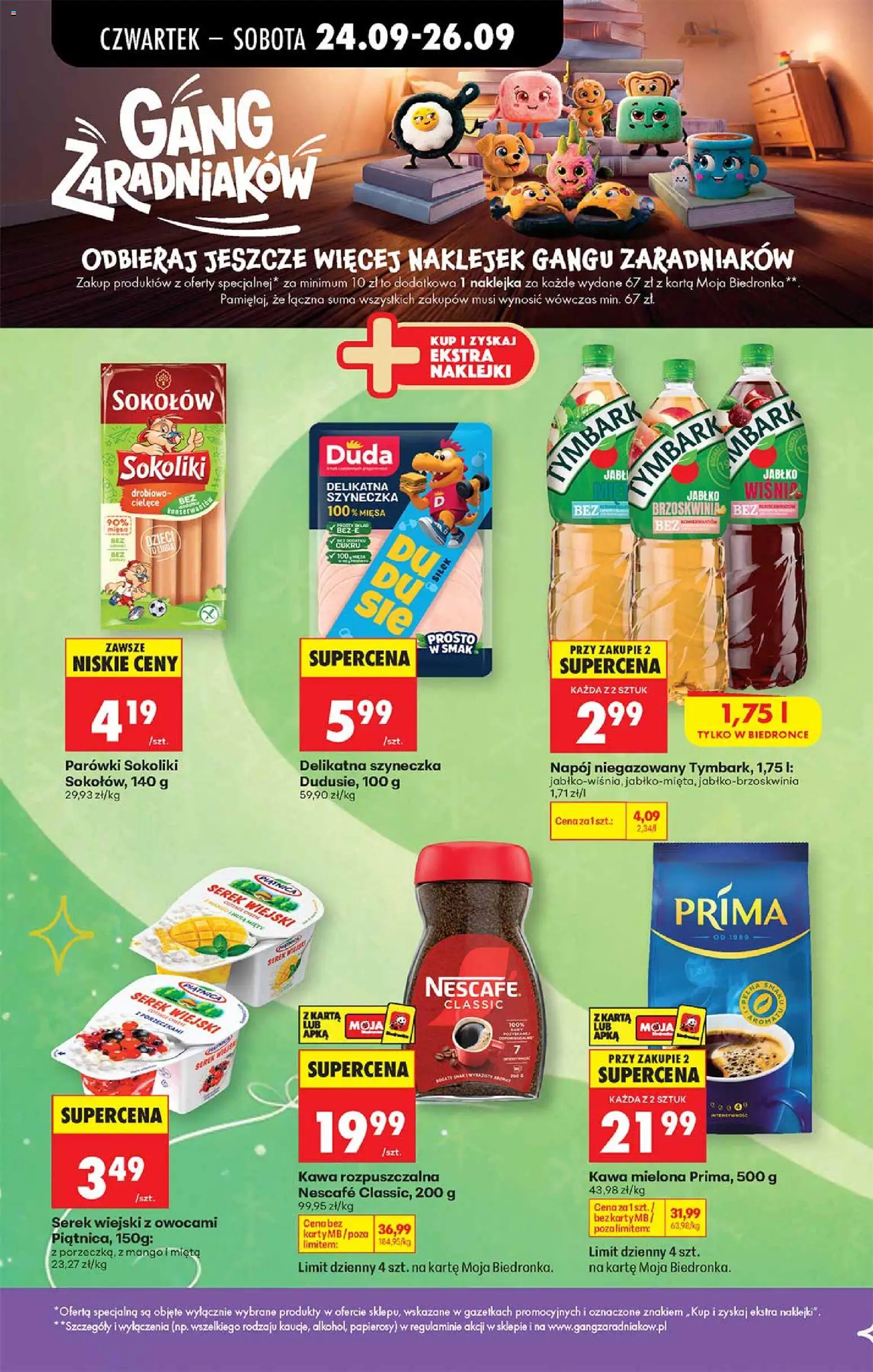 Biedronka gazetka - Gang zaradniaków od 24.09.2026 | Strona: 6 | Produkty: Parówki sokoliki, Parówki, Mięta, Serek wiejski