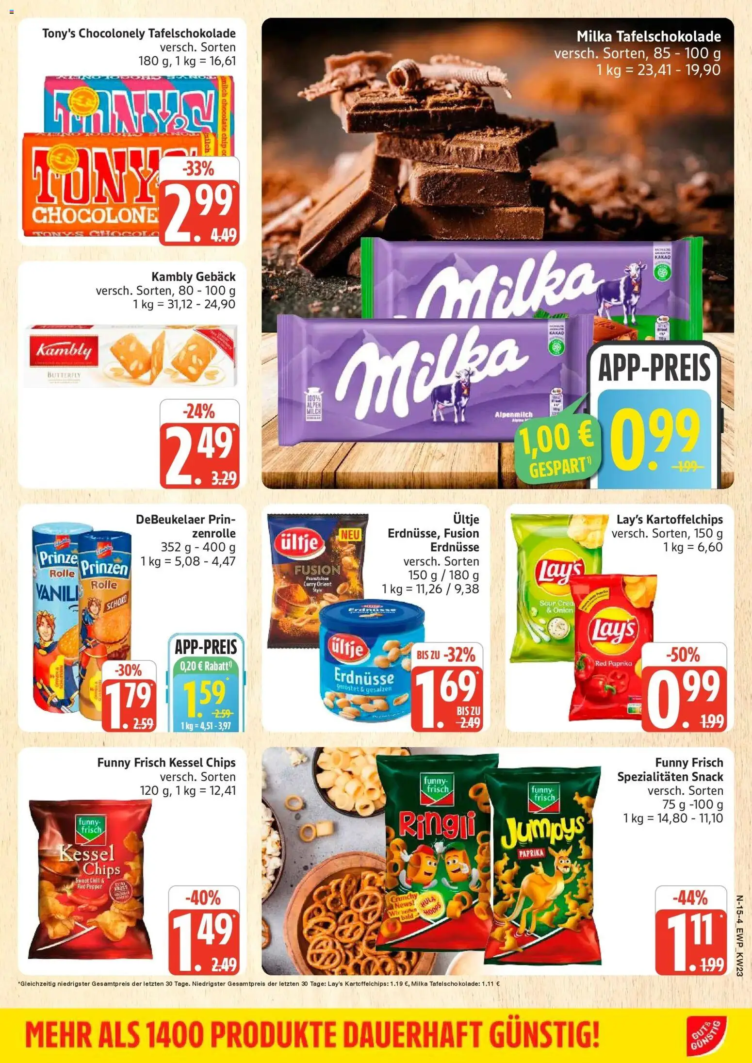 Edeka prospekt Rostock – gültig ab 01.06.2026 | Seite: 15 | Produkte: Milch, Funny frisch, Paprika, Chips