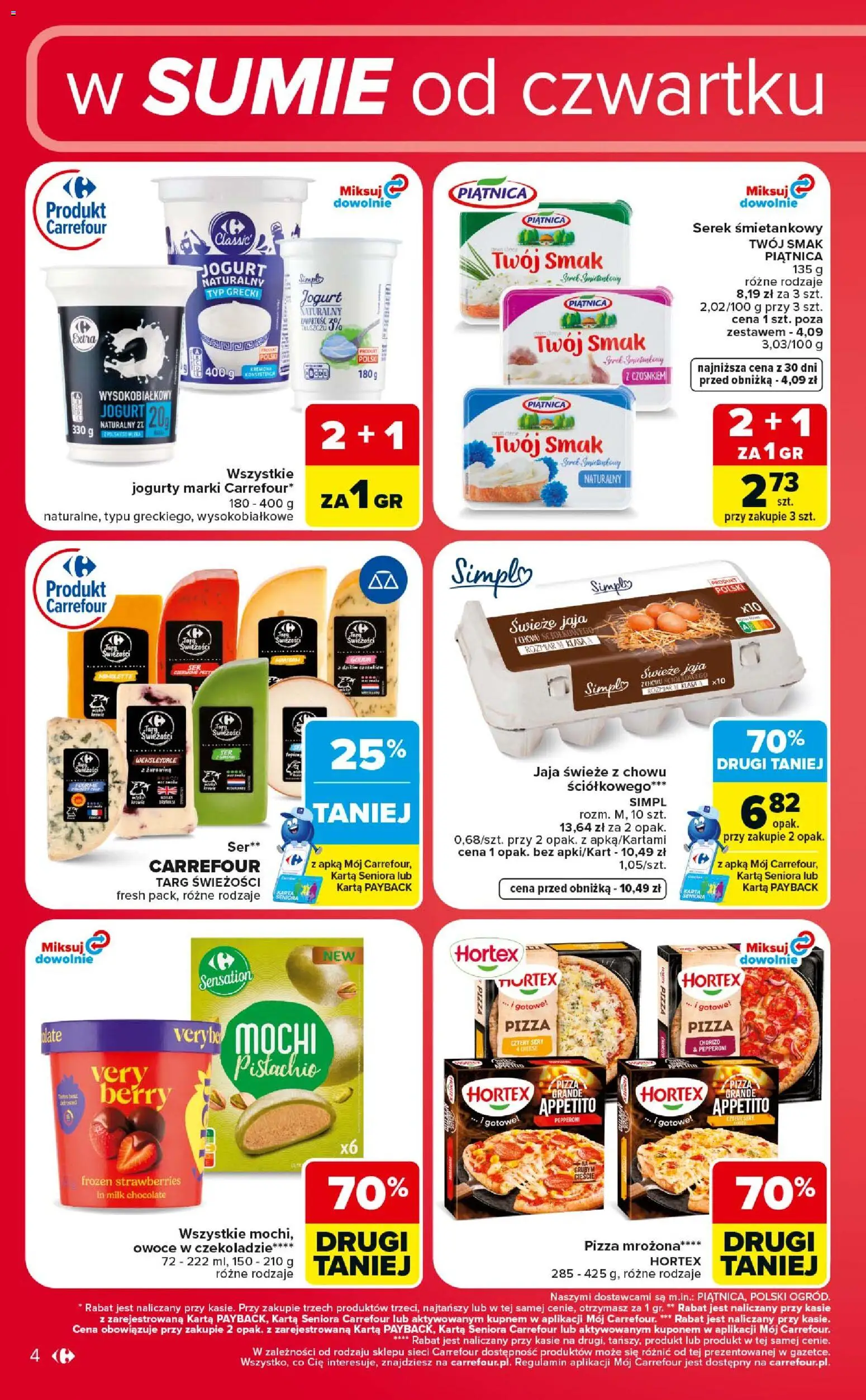 Carrefour gazetka - Weekend okazji od 06.08.2026 | Strona: 4 | Produkty: Żurawina, Pizza mrożona, Jogurt, Owoce