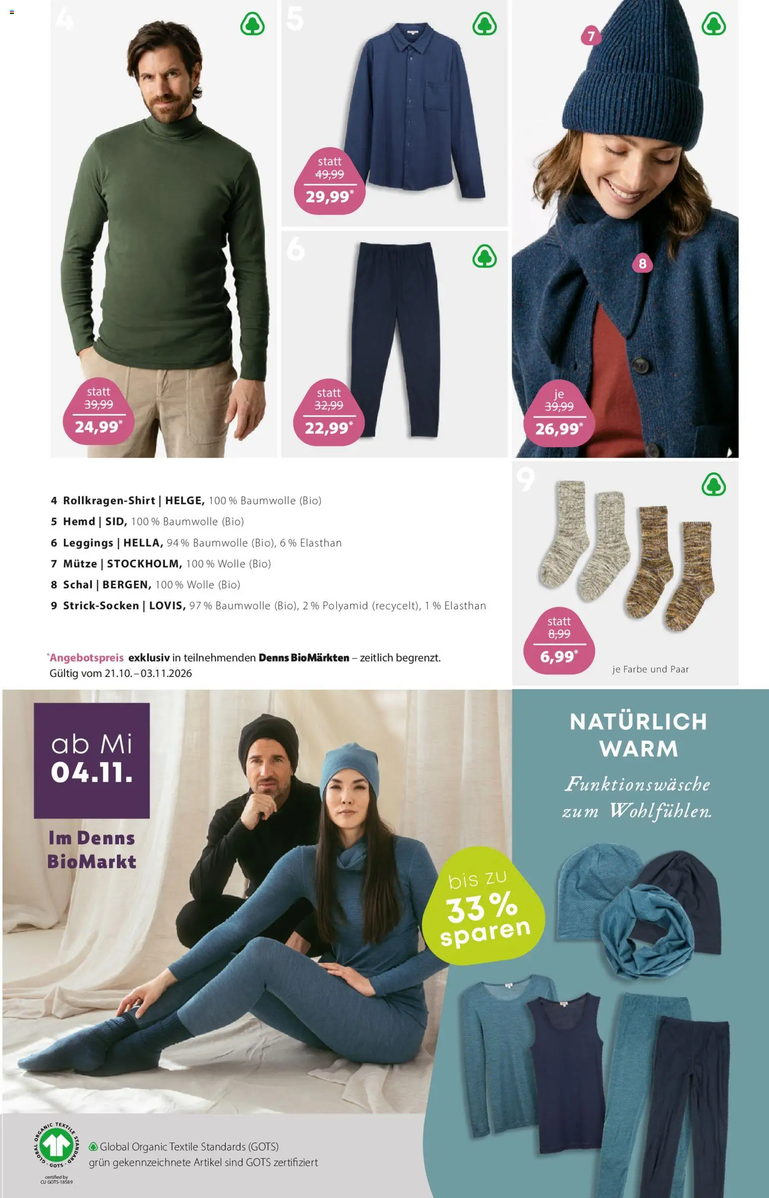 Denns BioMarkt Angebote – gültig ab 21.10.2026 | Seite: 15 | Produkte: Hemd, Leggings, Schal