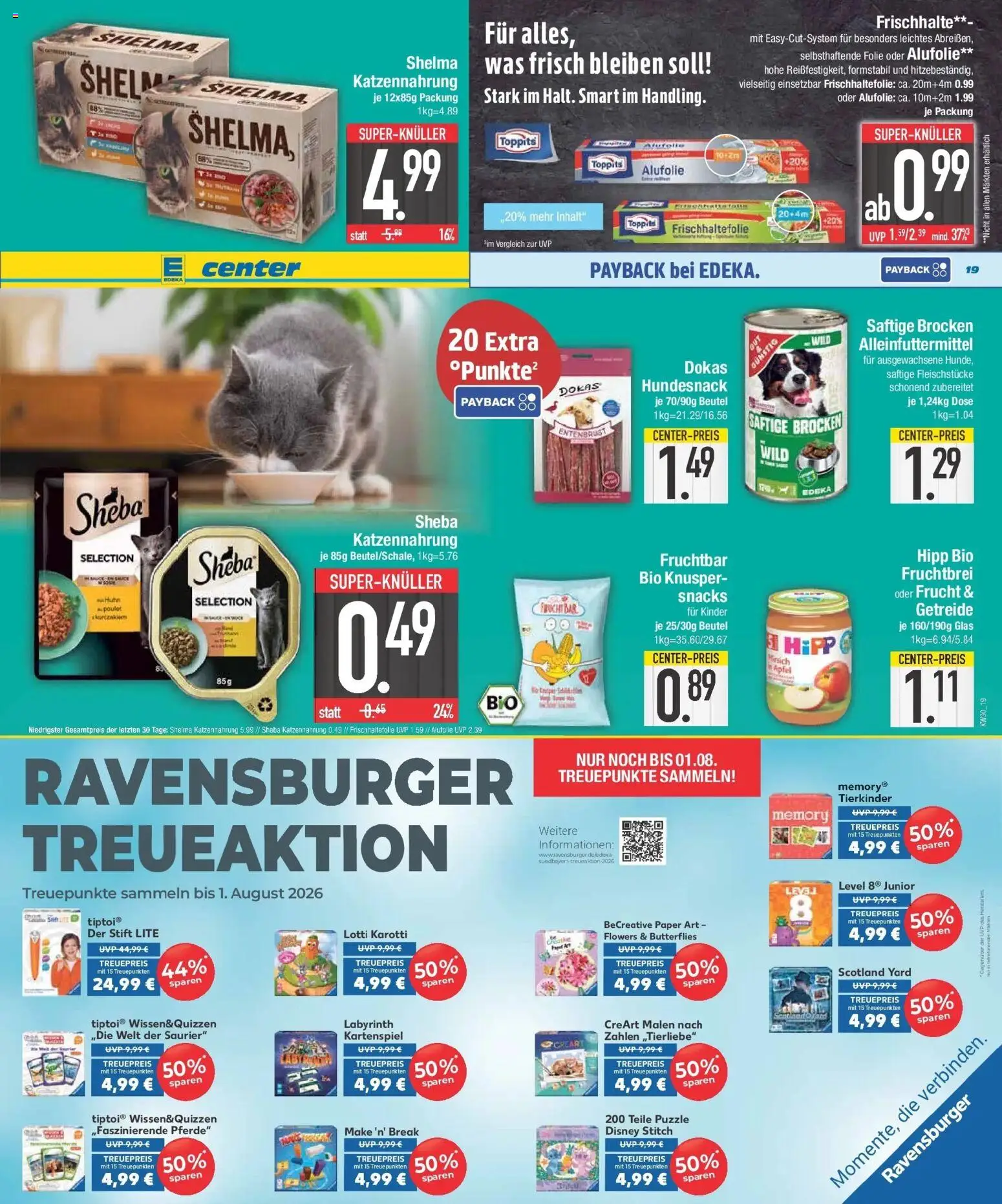 E center Prospekt Neustadt – gültig ab 20.07.2026 | Seite: 19 | Produkte: Sheba, Äpfel, Getreide
