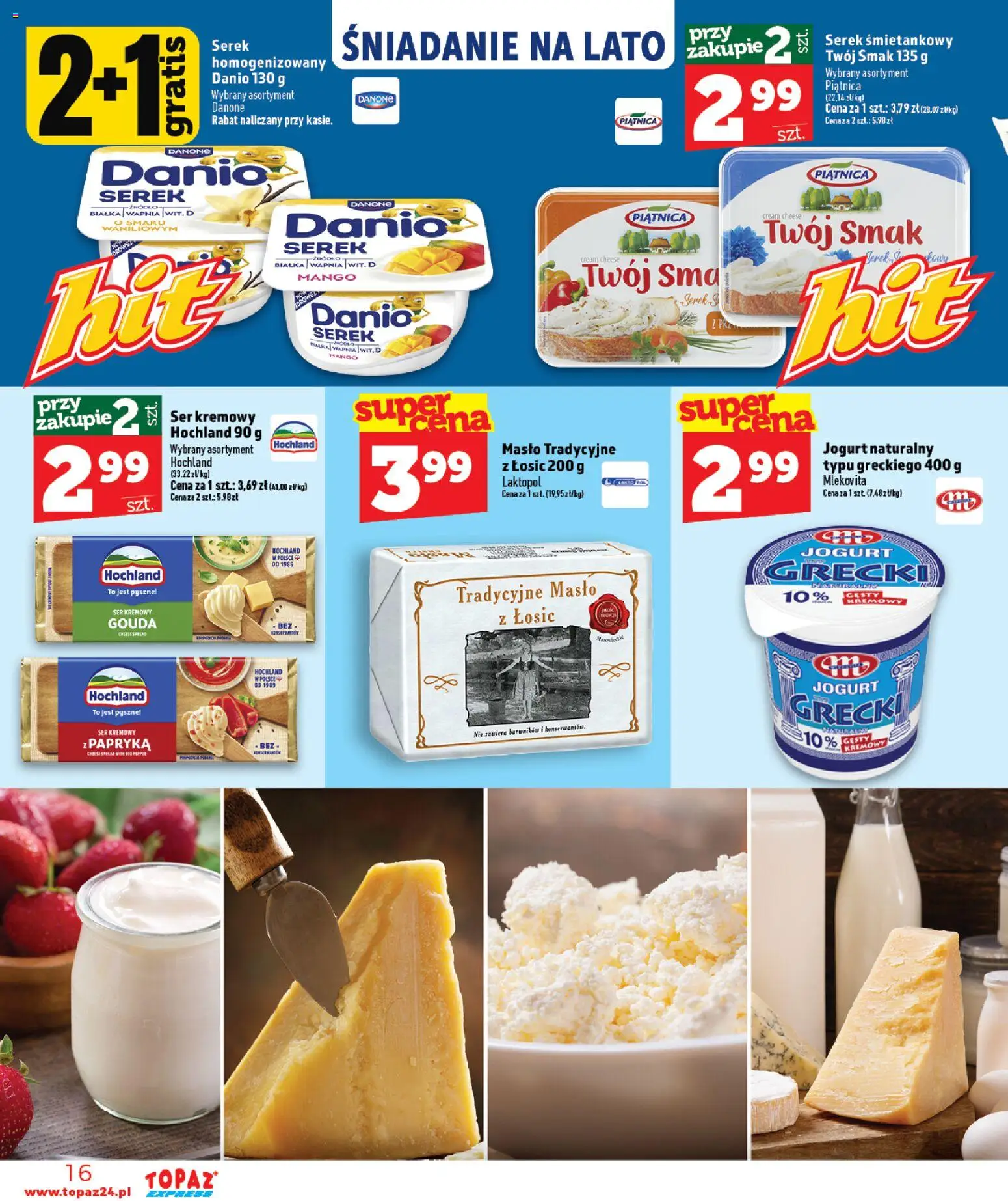 Topaz gazetka - Express od 09.07.2026 | Strona: 16 | Produkty: Serek, Papryka, Masło, Jogurt