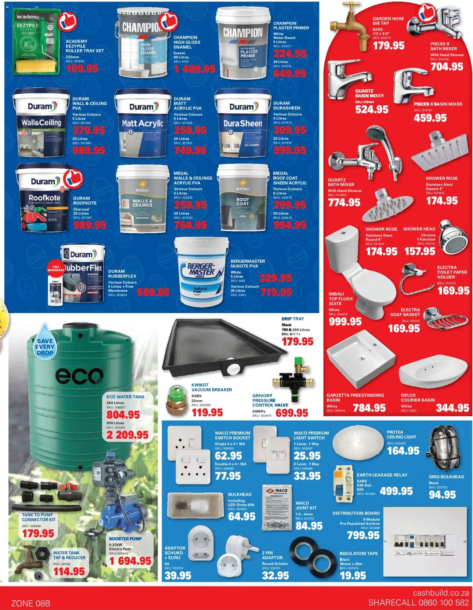 New Cashbuild catalogue – valid from 23.03.2026 | Page: 3 | Products: Primer, Garden hose, Plaster, Tape