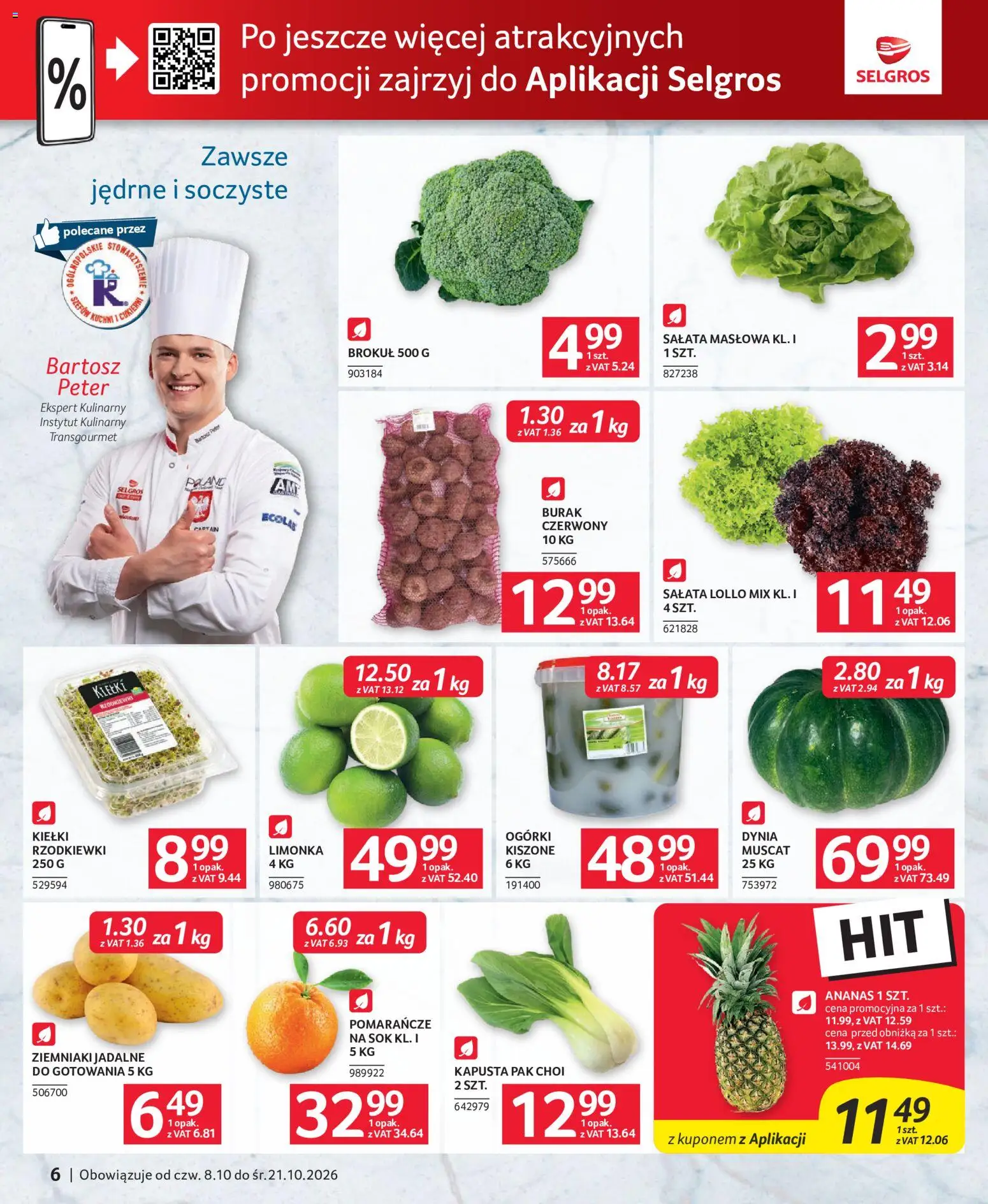 Selgros cash&carry gazetka - Oferta dla gastronomii od 08.10.2026 | Strona: 6 | Produkty: Dynia, Sałata, Ananas, Ziemniaki