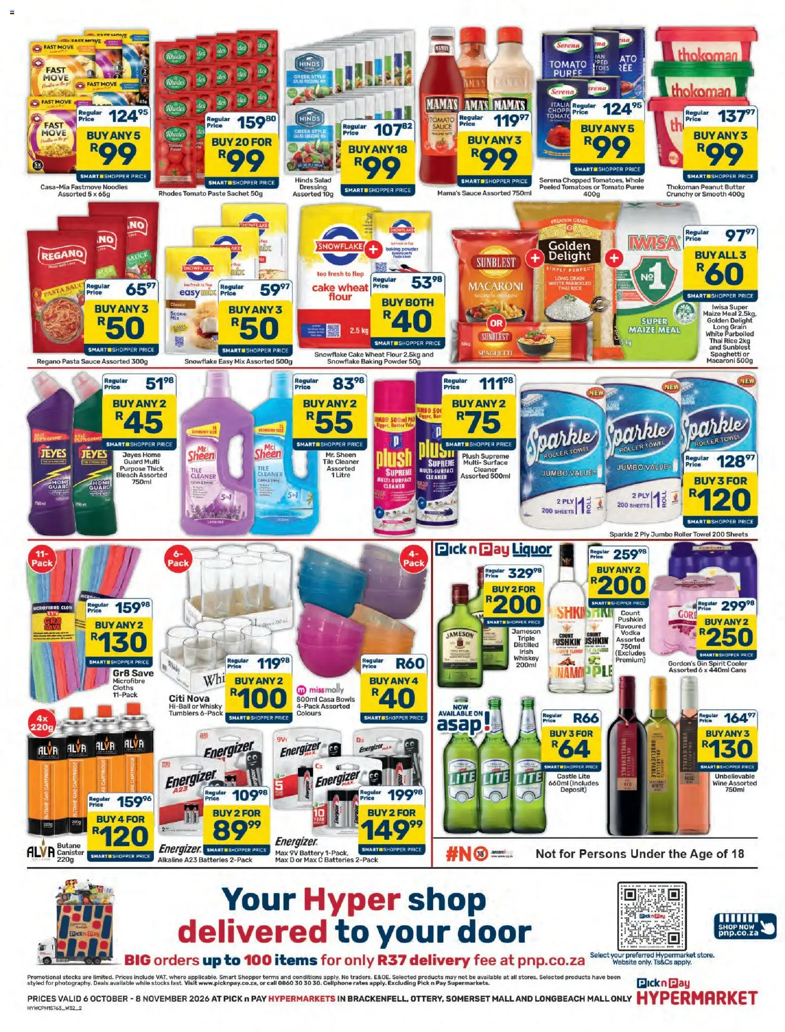 New Pick n Pay catalogue – valid from 06/10/2026 | Page: 2 | Products: Bowls, Rice, Gin, Roller towel