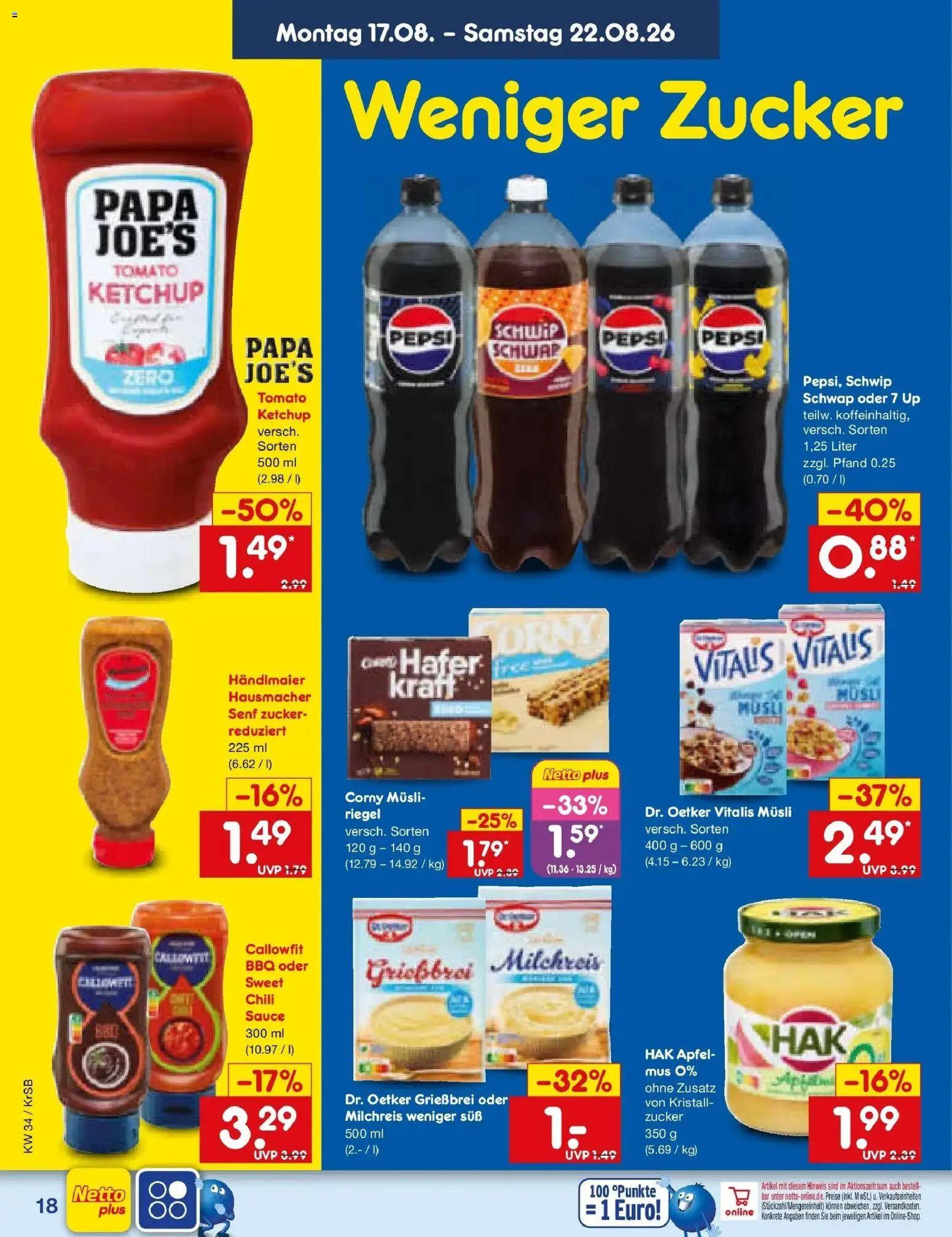 Netto Marken-Discount Prospekt Jüchen – gültig ab 17.08.2026 | Seite: 24 | Produkte: Äpfel, Zucker, Pepsi, Ketchup