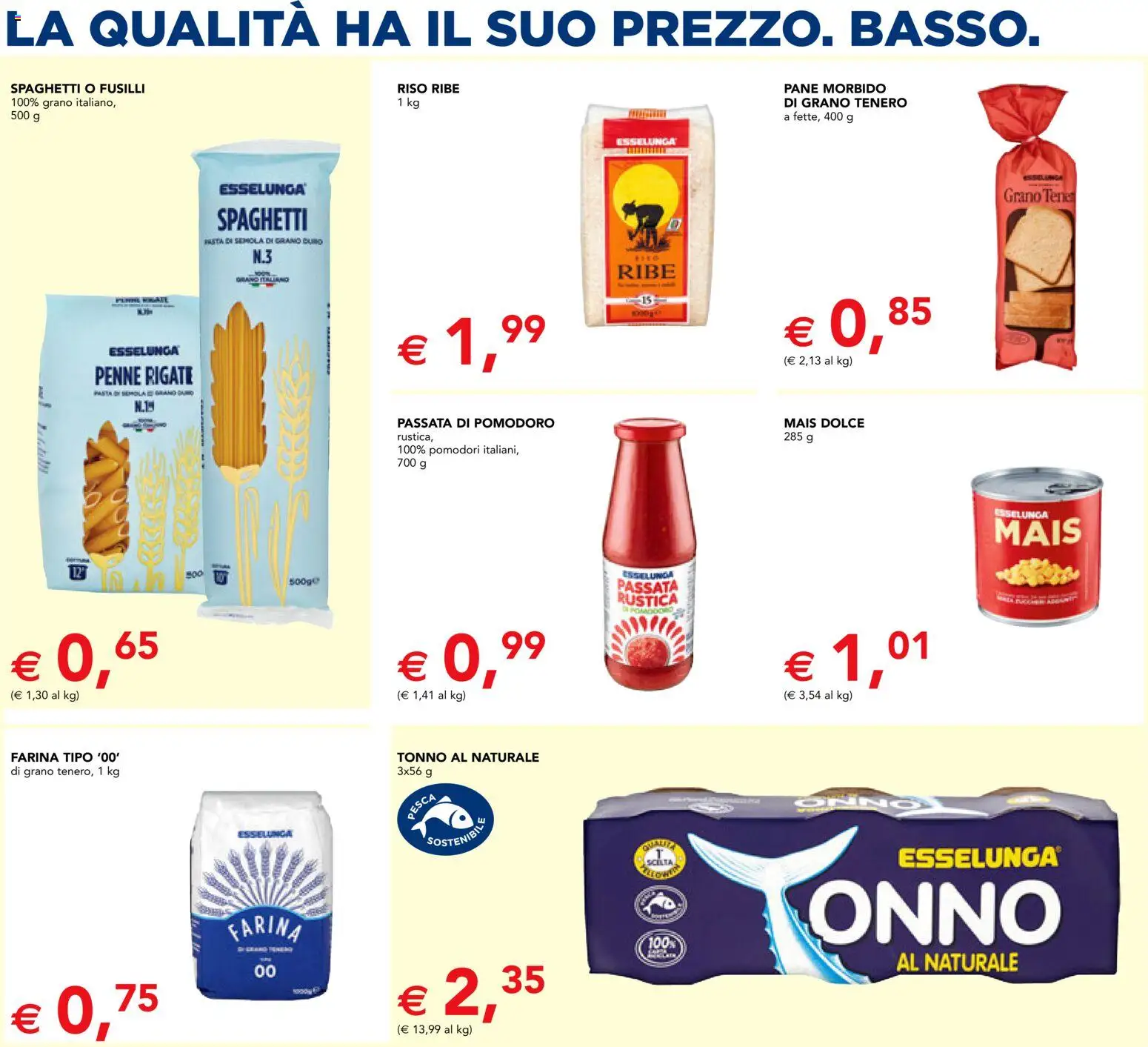Volantino Esselunga S del 28.05.2026 | Pagina: 4 | Prodotti: Pasta, Pesca, Fusilli, Penne