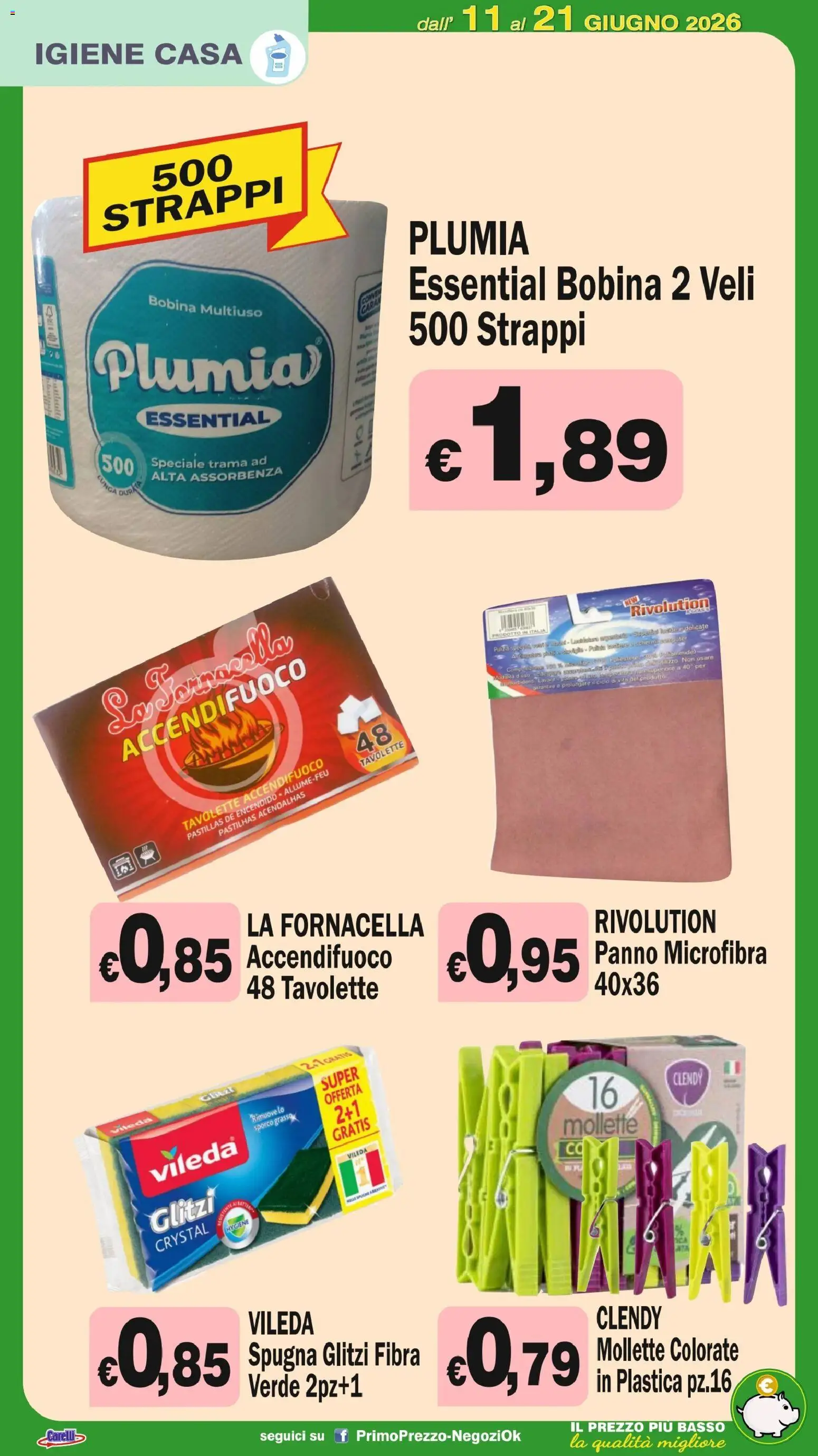 Volantino Primo Prezzo del 11.06.2026 | Pagina: 21 | Prodotti: Spugna, Panno microfibra