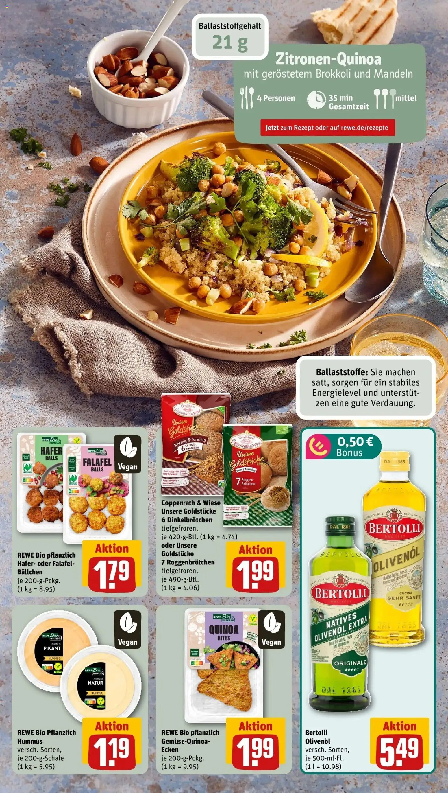 REWE Prospekt ab 07.09.2026 zum Blättern » Angebote | Seite: 5 | Produkte: Olivenol, Mandeln, Brokkoli, Hummus