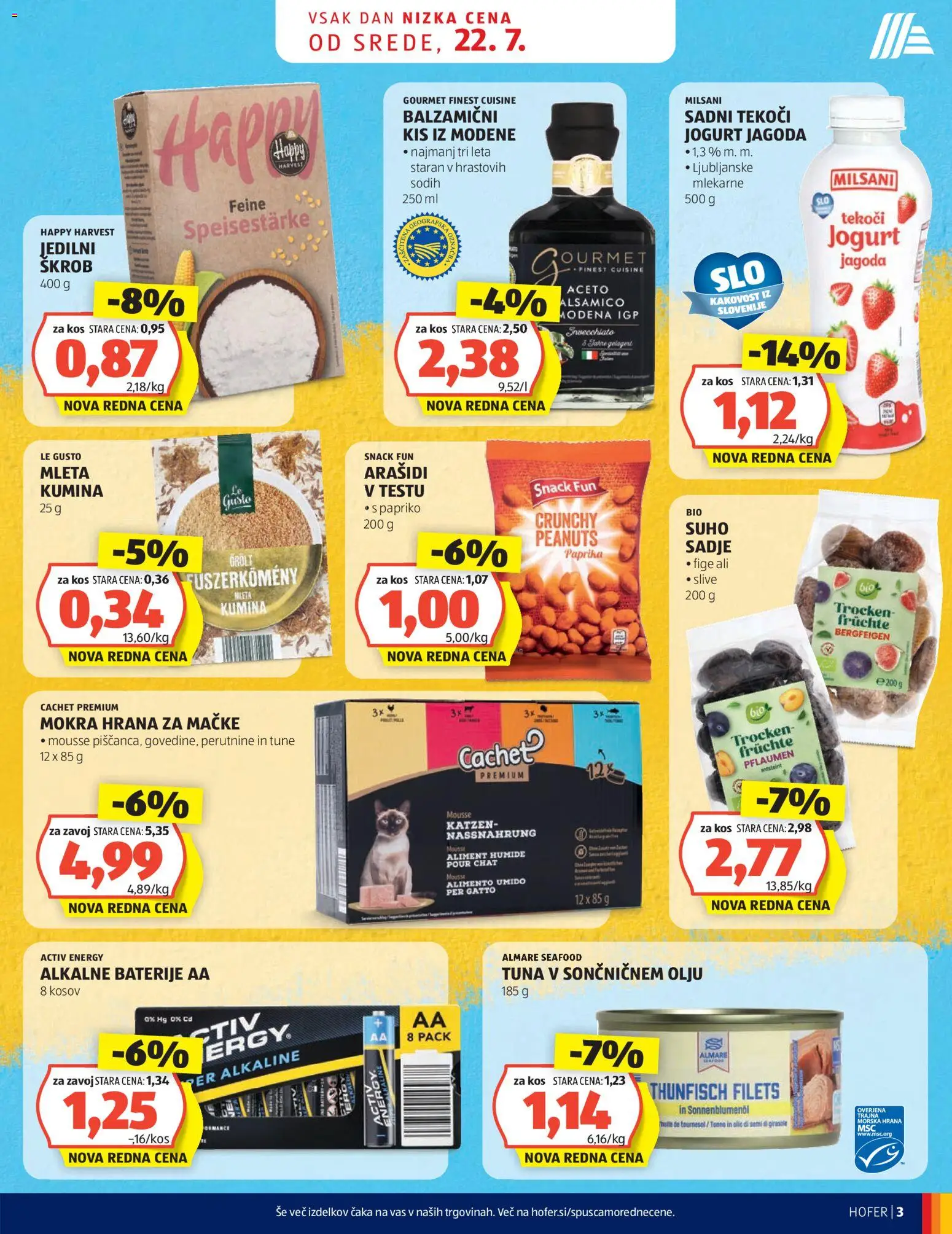 Hofer SI katalog | vrijedi od 22.07.2026 | Stranica: 3 | Proizvodi: Paprika, Baterije, Hrana za mačke, Tuna