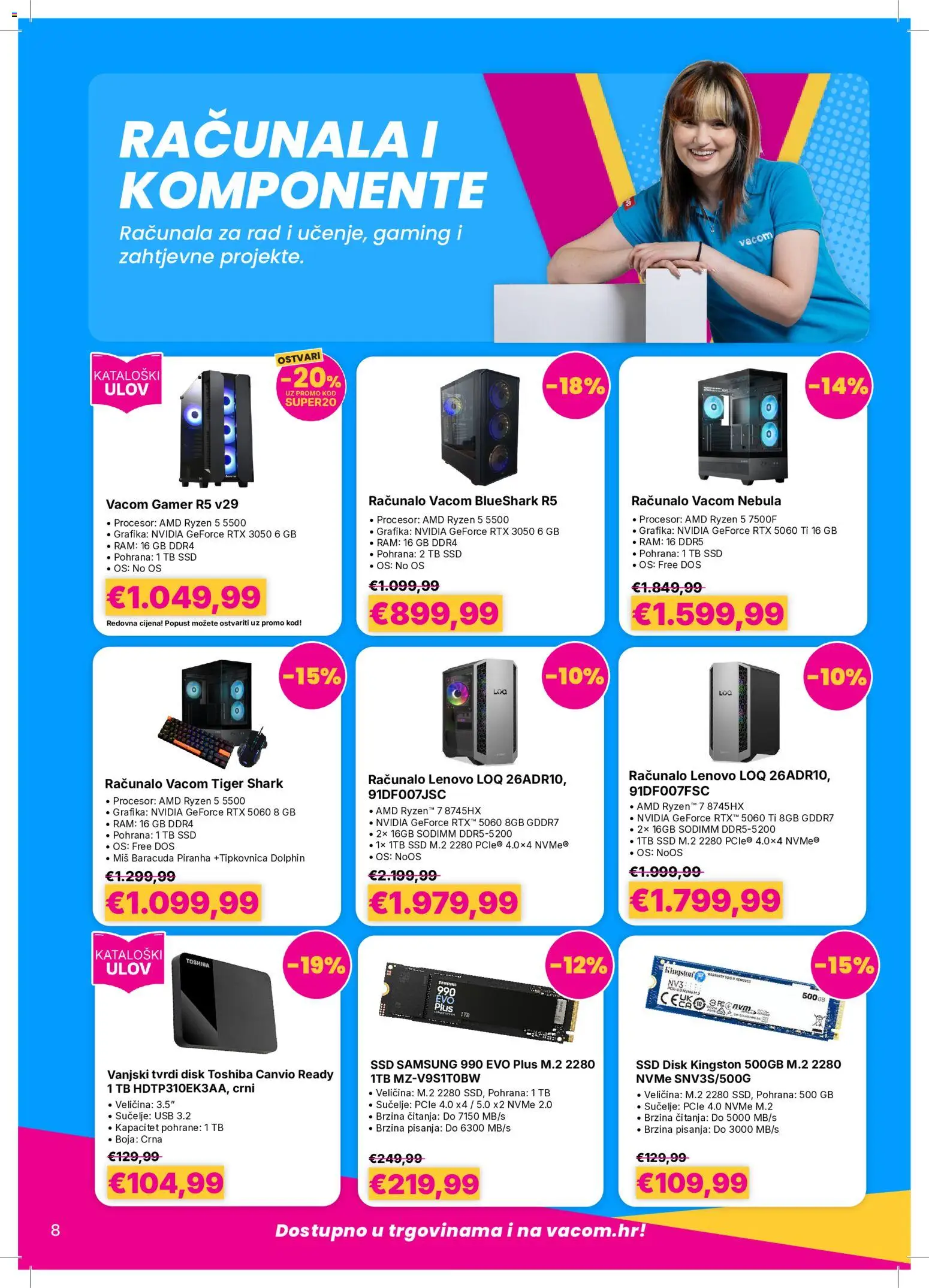 Vacom katalog | vrijedi od 05.10.2026 | Stranica: 8 | Proizvodi: Računalo, Miš, Disk, USB