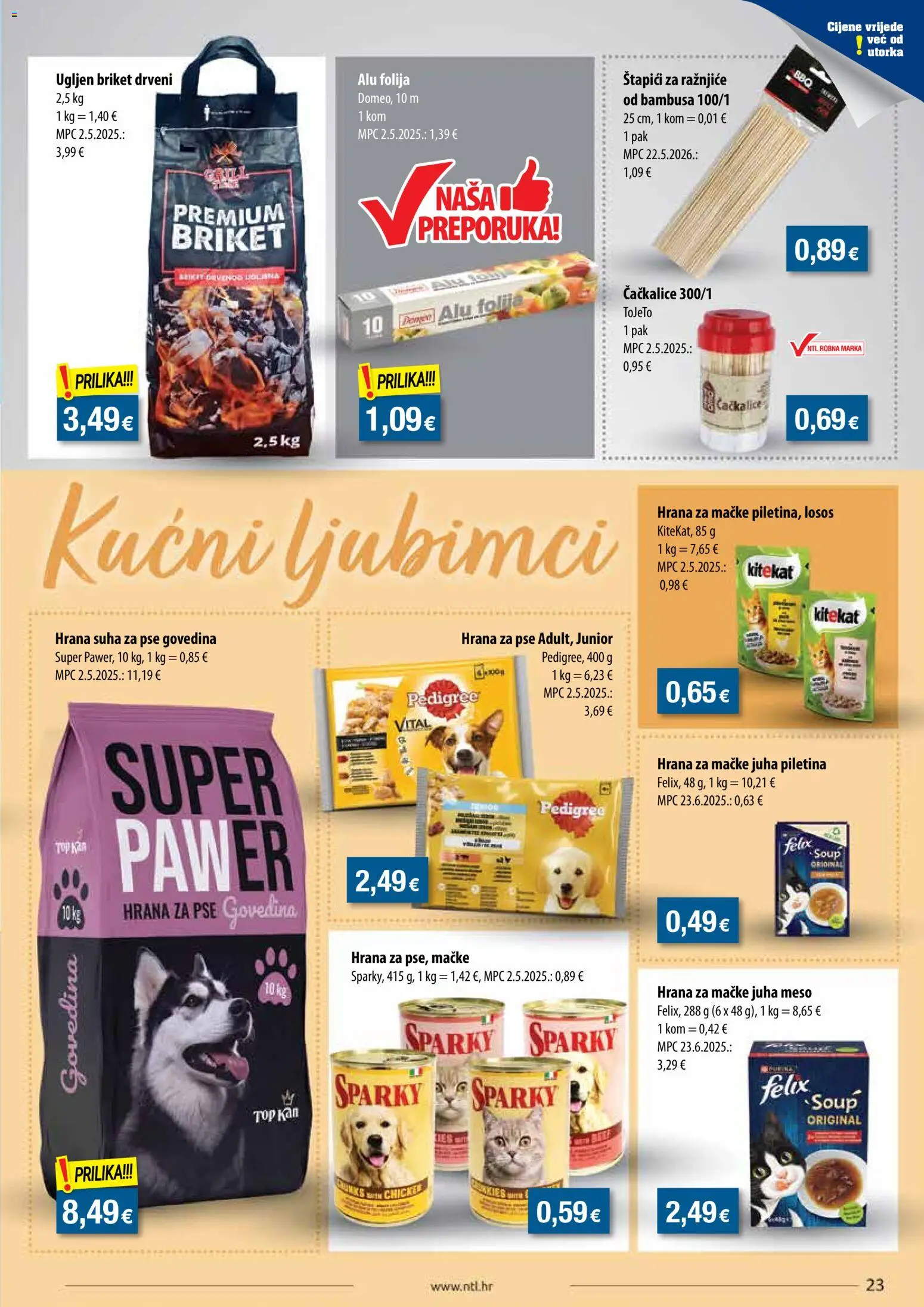 NTL katalog | vrijedi od 02.09.2026 | Stranica: 23 | Proizvodi: Folija, Piletina, Hrana za mačke, Štapići