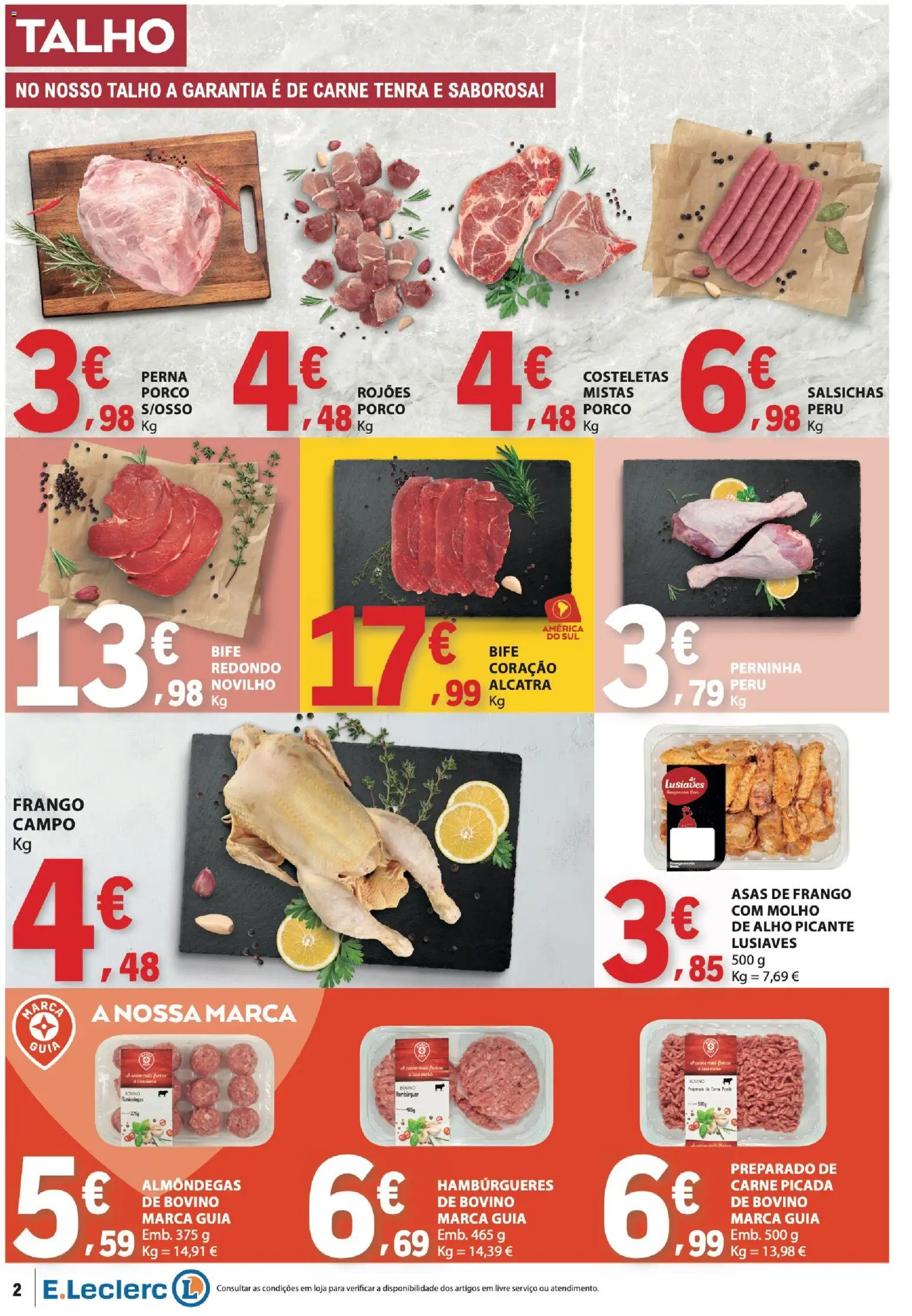 E.Leclerc folheto │ válido de 11.06.2026 | Página: 2 | Produtos: Asas de frango, Frango, Carne picada, Carne