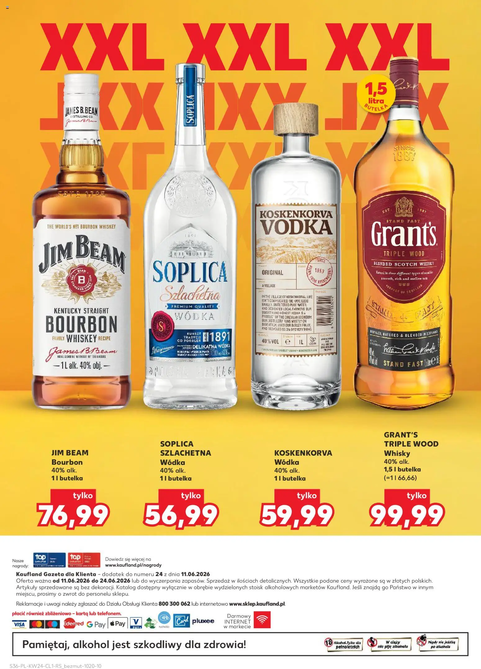 Kaufland Polsko leták - Barek od 11.06.2026 | Strana: 36 | Produkty: Whiskey, Bourbon, Vodka, Whisky